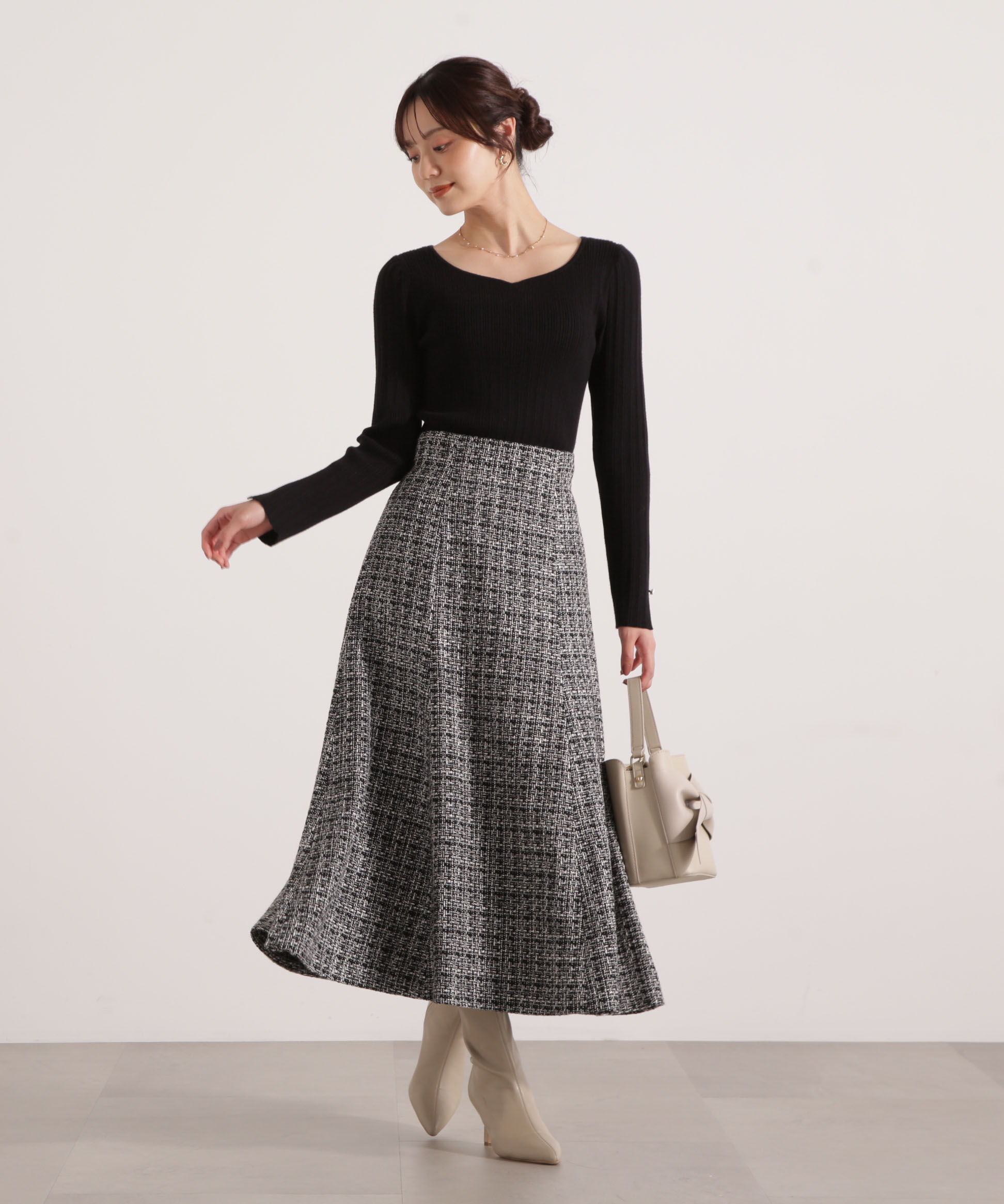 PROPORTION BODY DRESSING「ハートネックリブニット  25AW」|ニット・セーター|