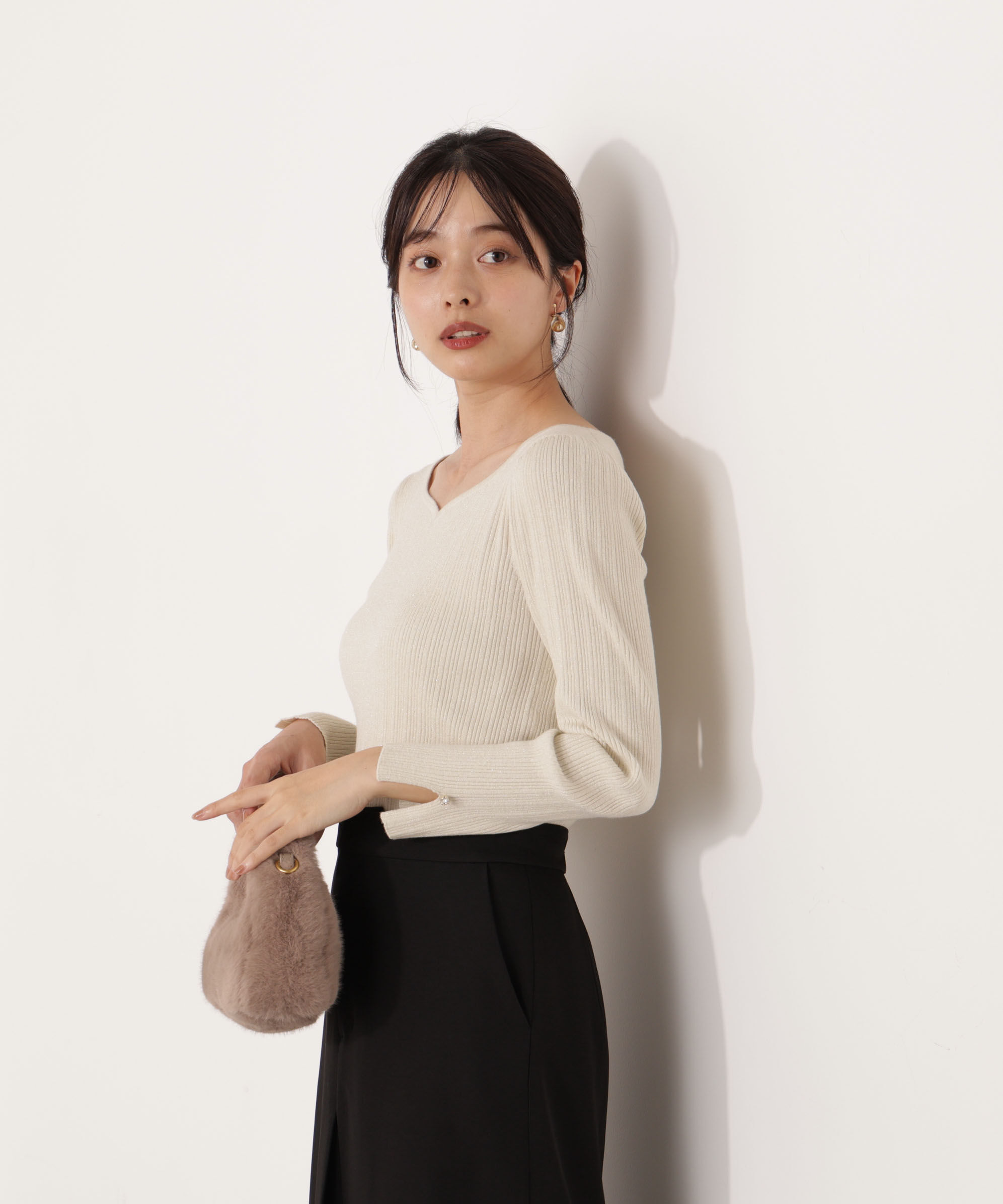 PROPORTION BODY DRESSING「ハートネックリブニット  25AW」|ニット・セーター|