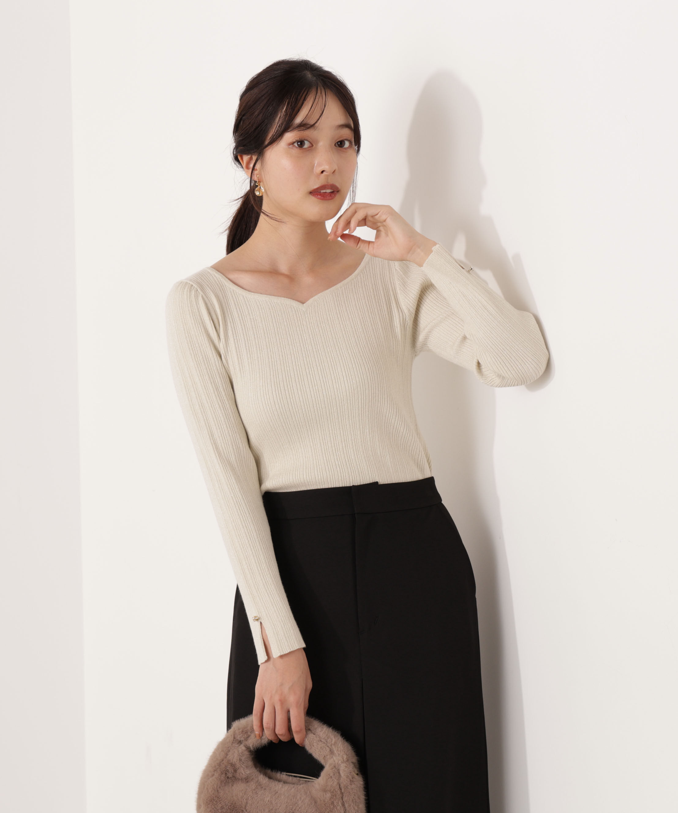 PROPORTION BODY DRESSING「ハートネックリブニット  25AW」|ニット・セーター|