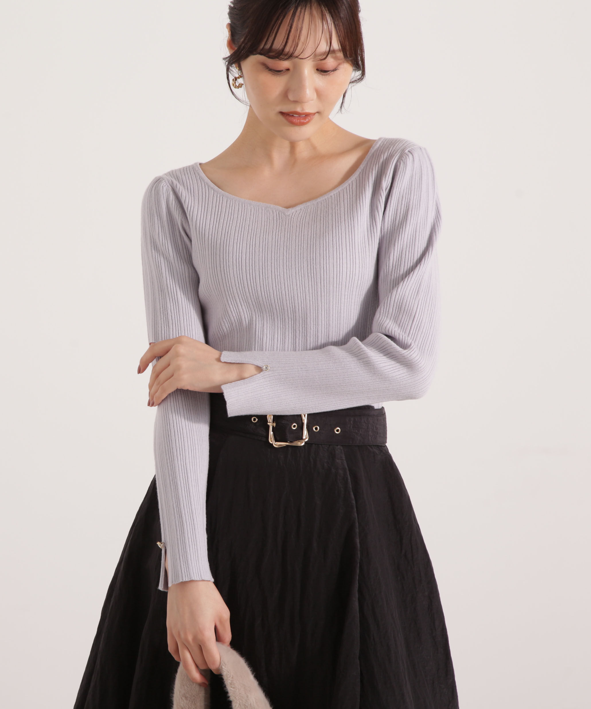 PROPORTION BODY DRESSING「ハートネックリブニット  25AW」|ニット・セーター|