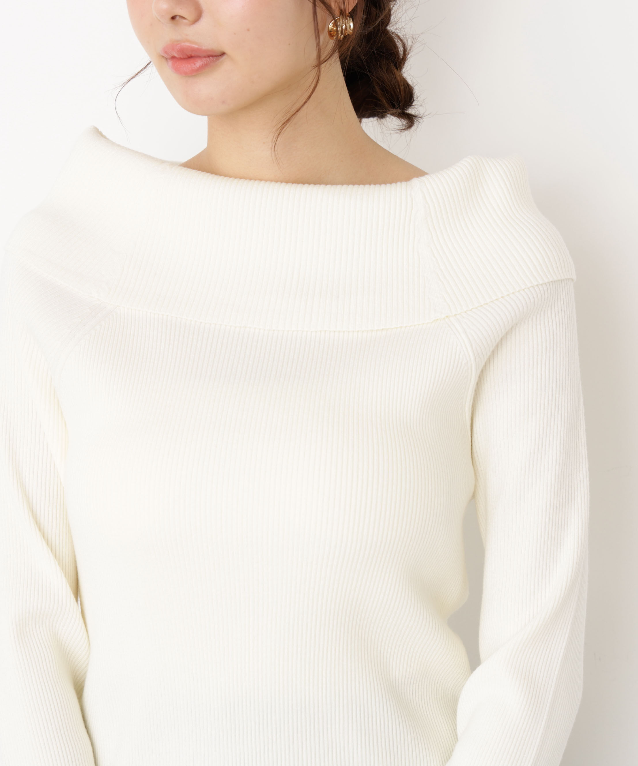 PROPORTION BODY DRESSING「＜谷川菜奈さん着用＞オフショルリブニット 25AW」|ニット・セーター|