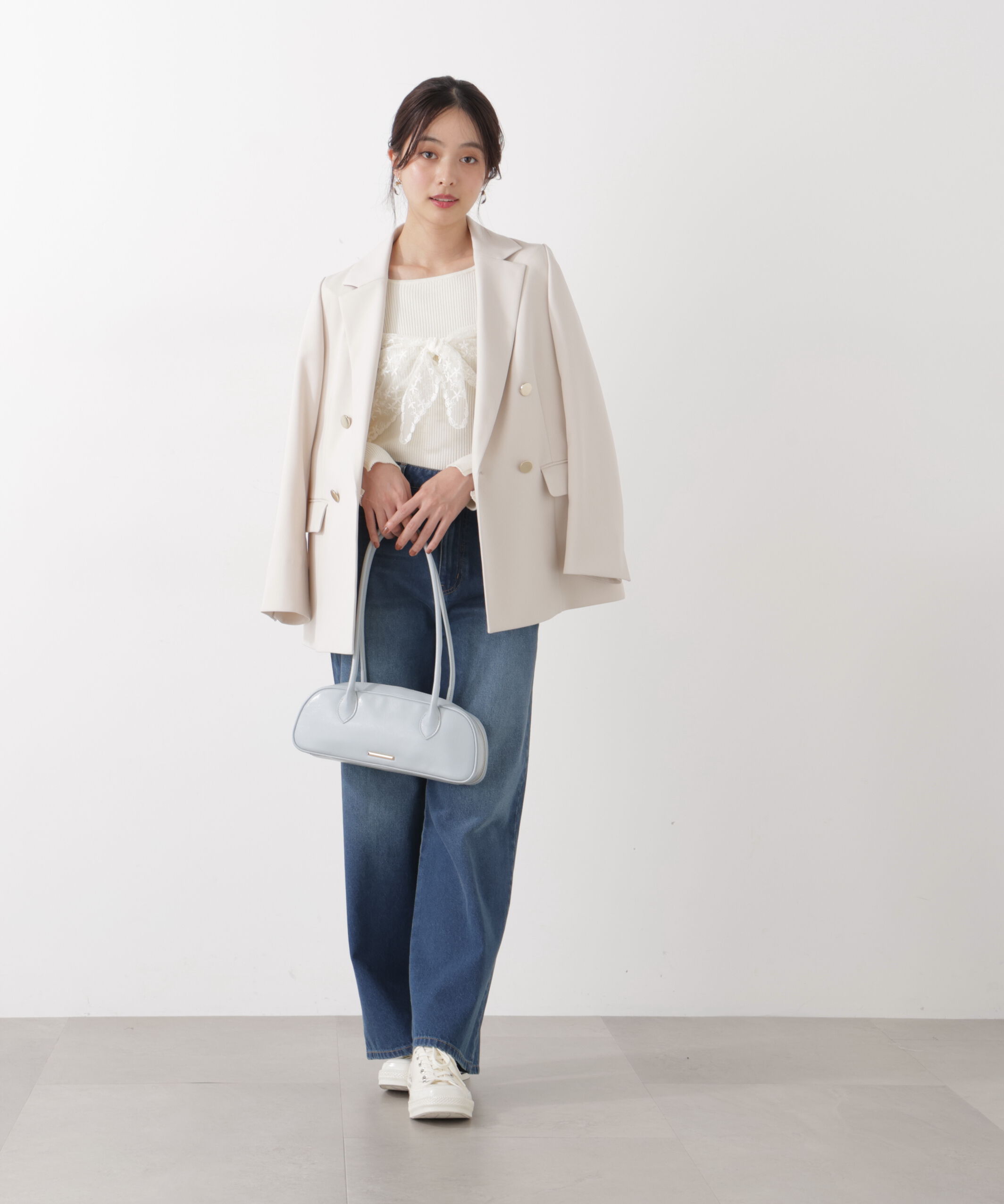 PROPORTION BODY DRESSING「《EDIT COLOGNE》レーススカーフ付きリブニット　26SS」|ニット・セーター|