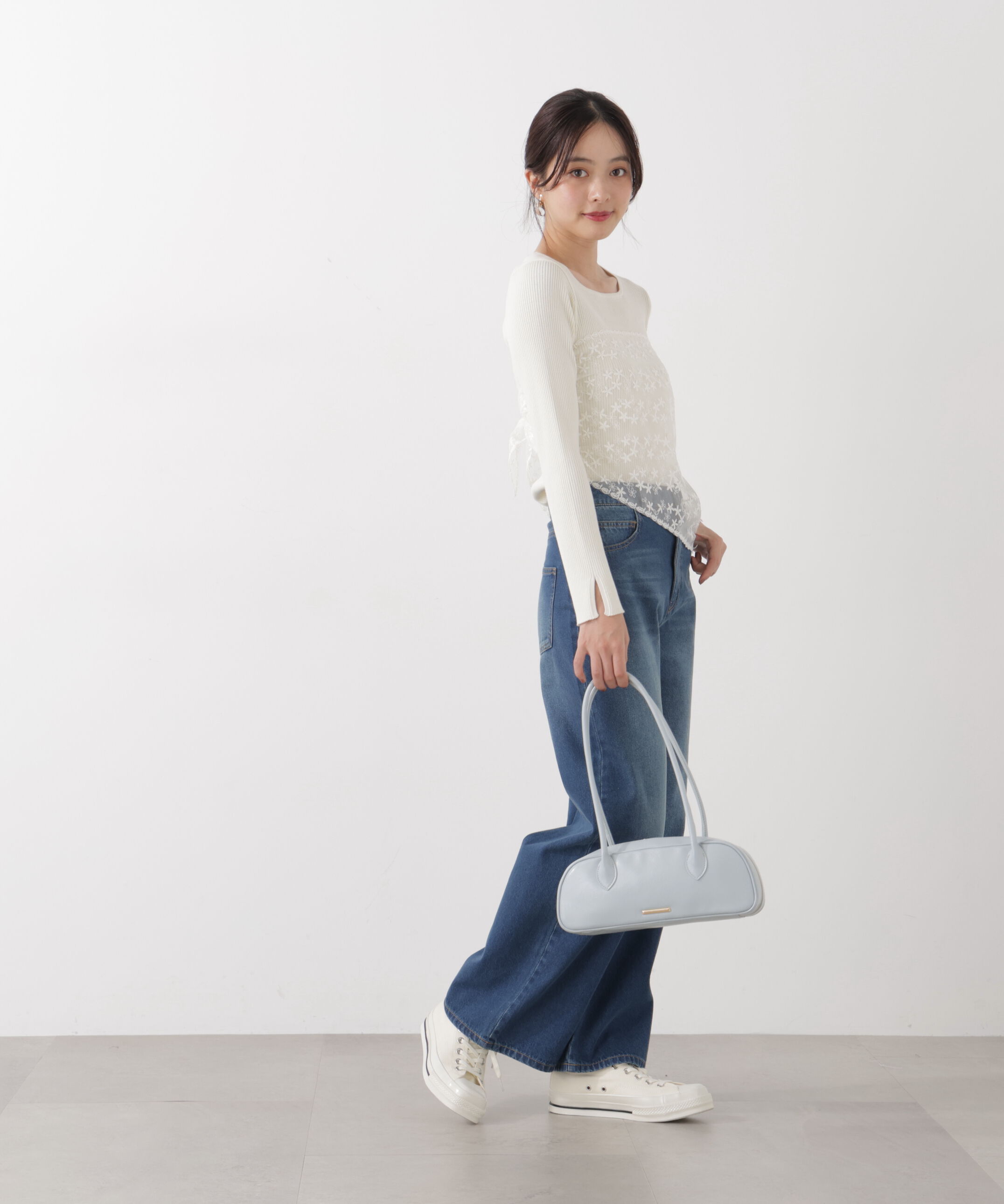 PROPORTION BODY DRESSING「《EDIT COLOGNE》レーススカーフ付きリブニット　26SS」|ニット・セーター|