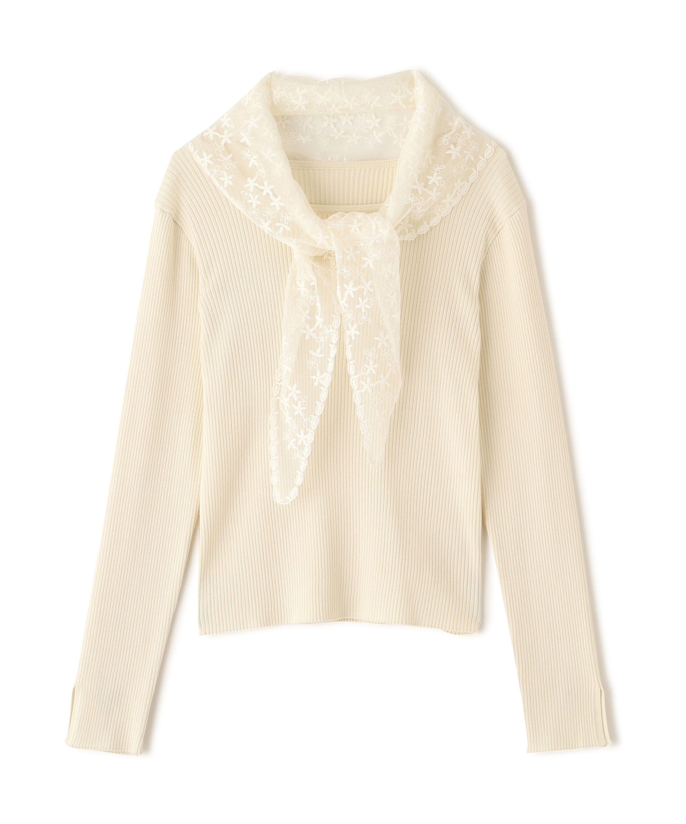 PROPORTION BODY DRESSING「《EDIT COLOGNE》レーススカーフ付きリブニット　26SS」|ニット・セーター|