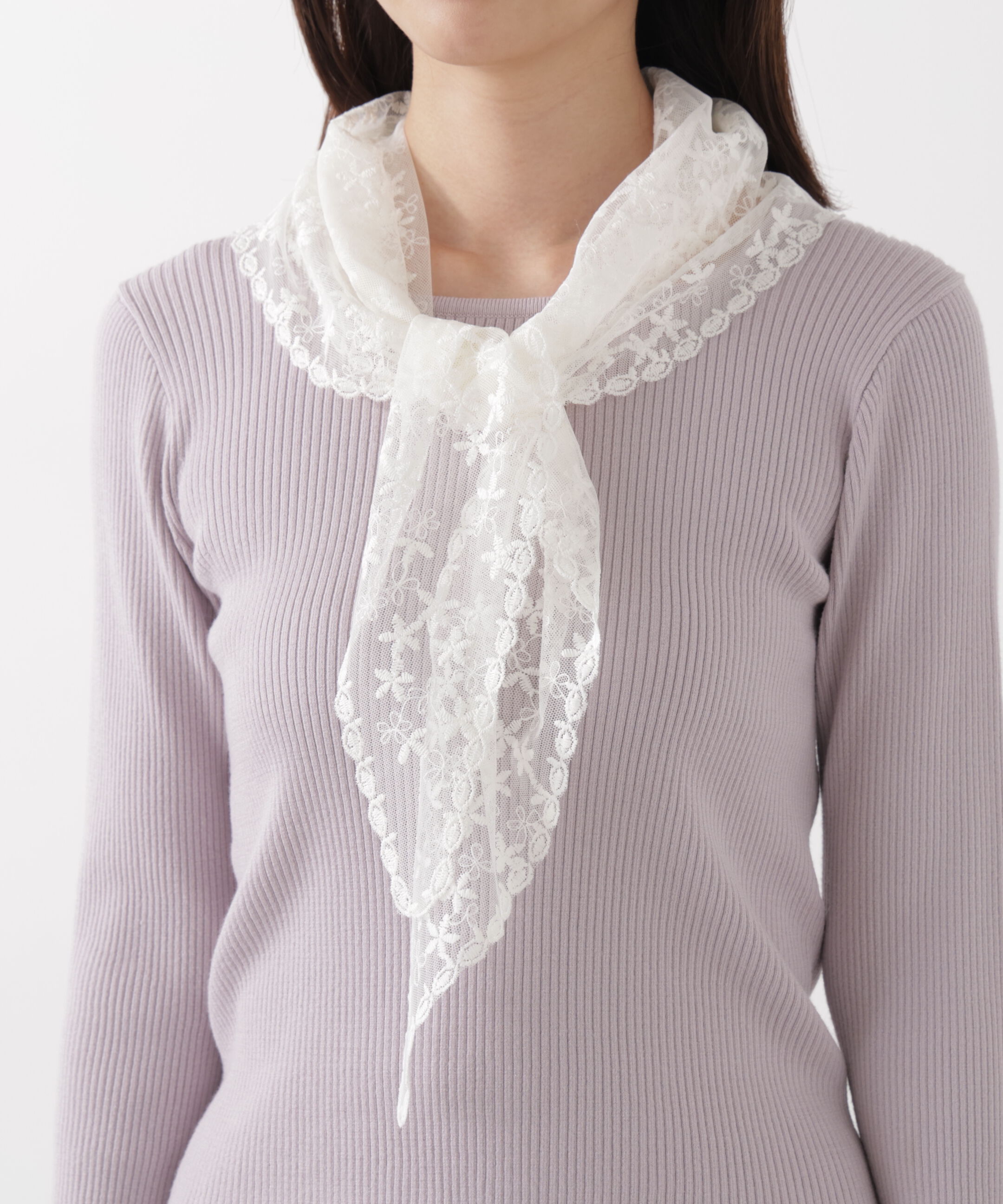 PROPORTION BODY DRESSING「《EDIT COLOGNE》レーススカーフ付きリブニット　26SS」|ニット・セーター|