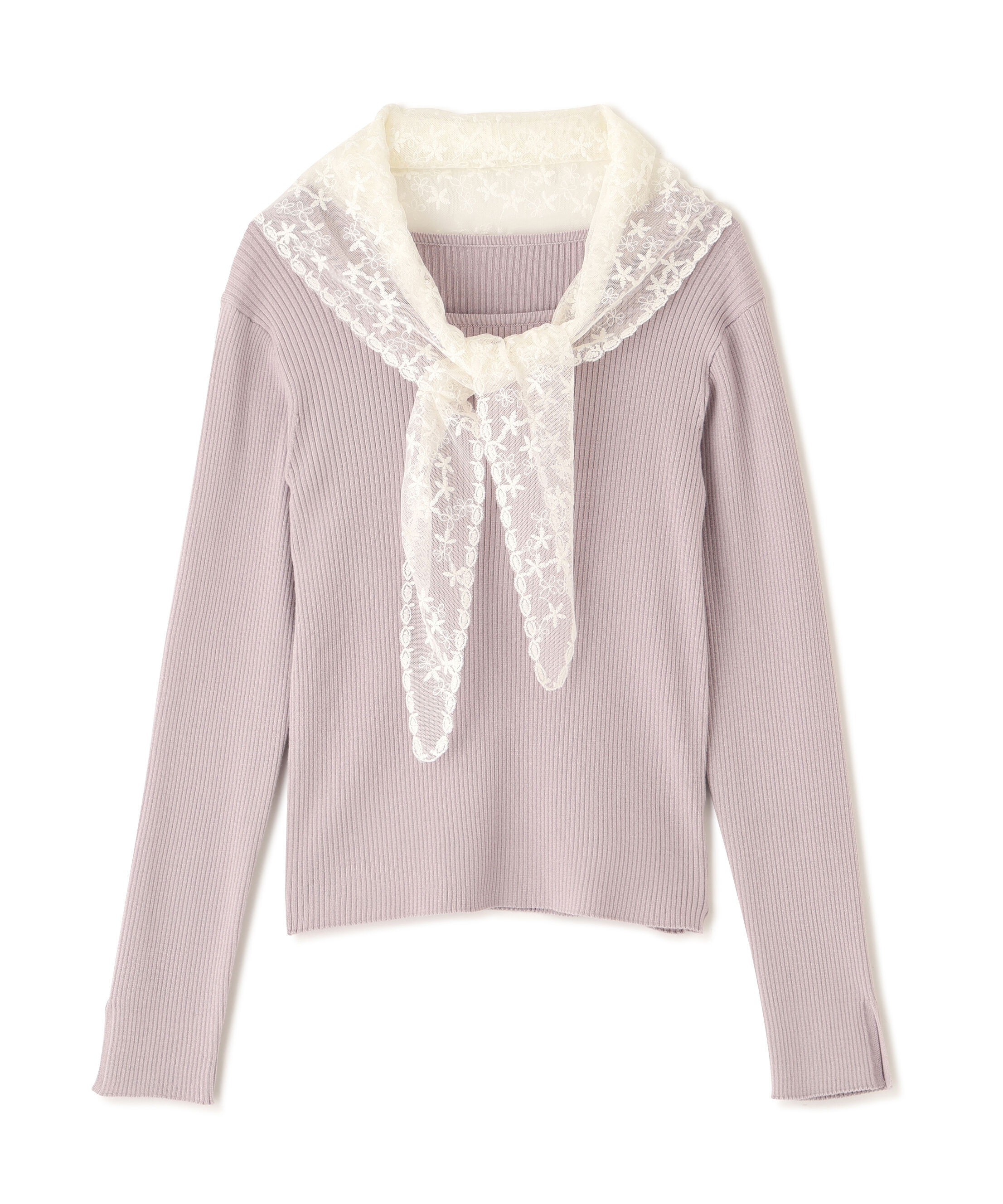 PROPORTION BODY DRESSING「《EDIT COLOGNE》レーススカーフ付きリブニット　26SS」|ニット・セーター|