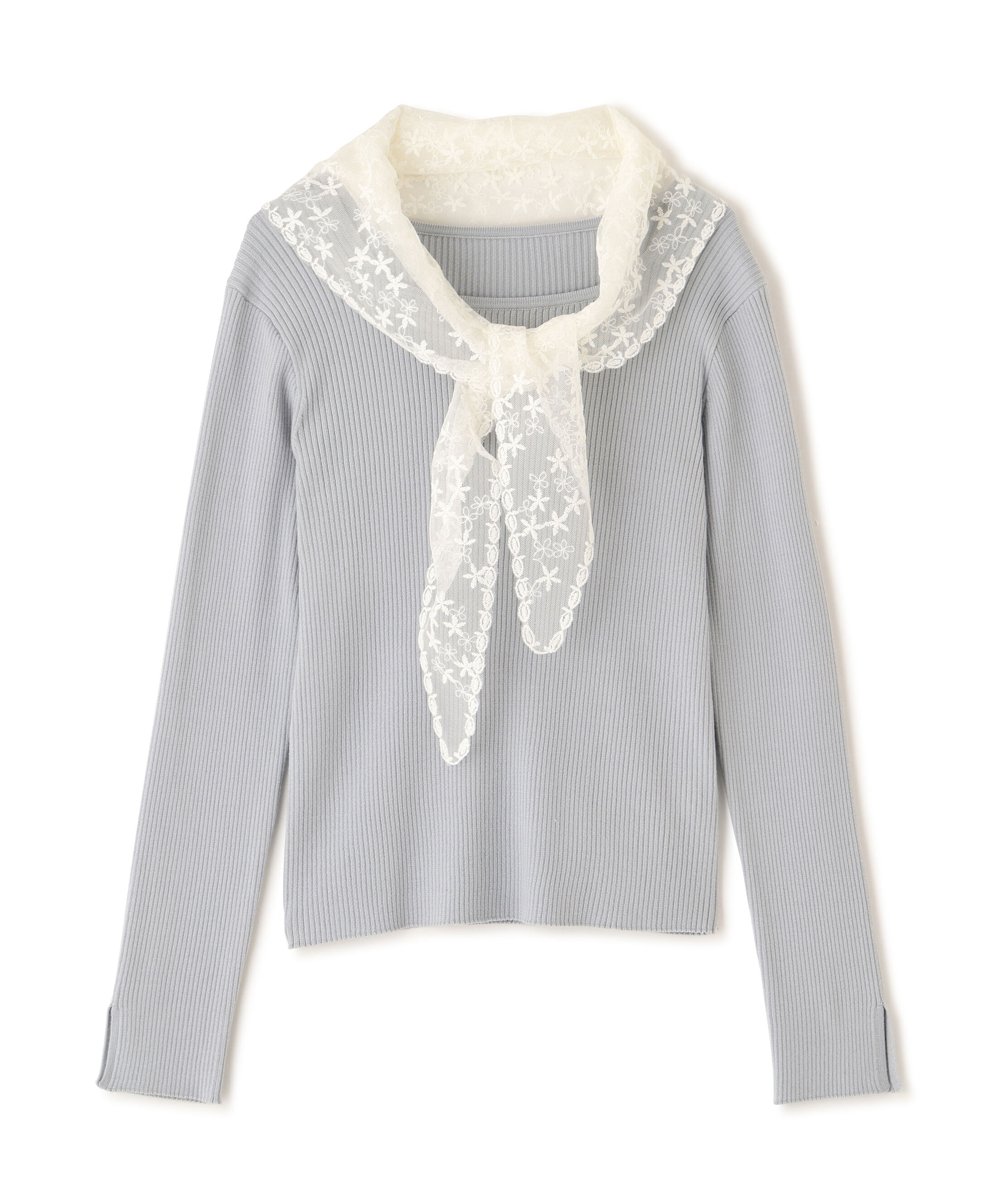 PROPORTION BODY DRESSING「《EDIT COLOGNE》レーススカーフ付きリブニット　26SS」|ニット・セーター|