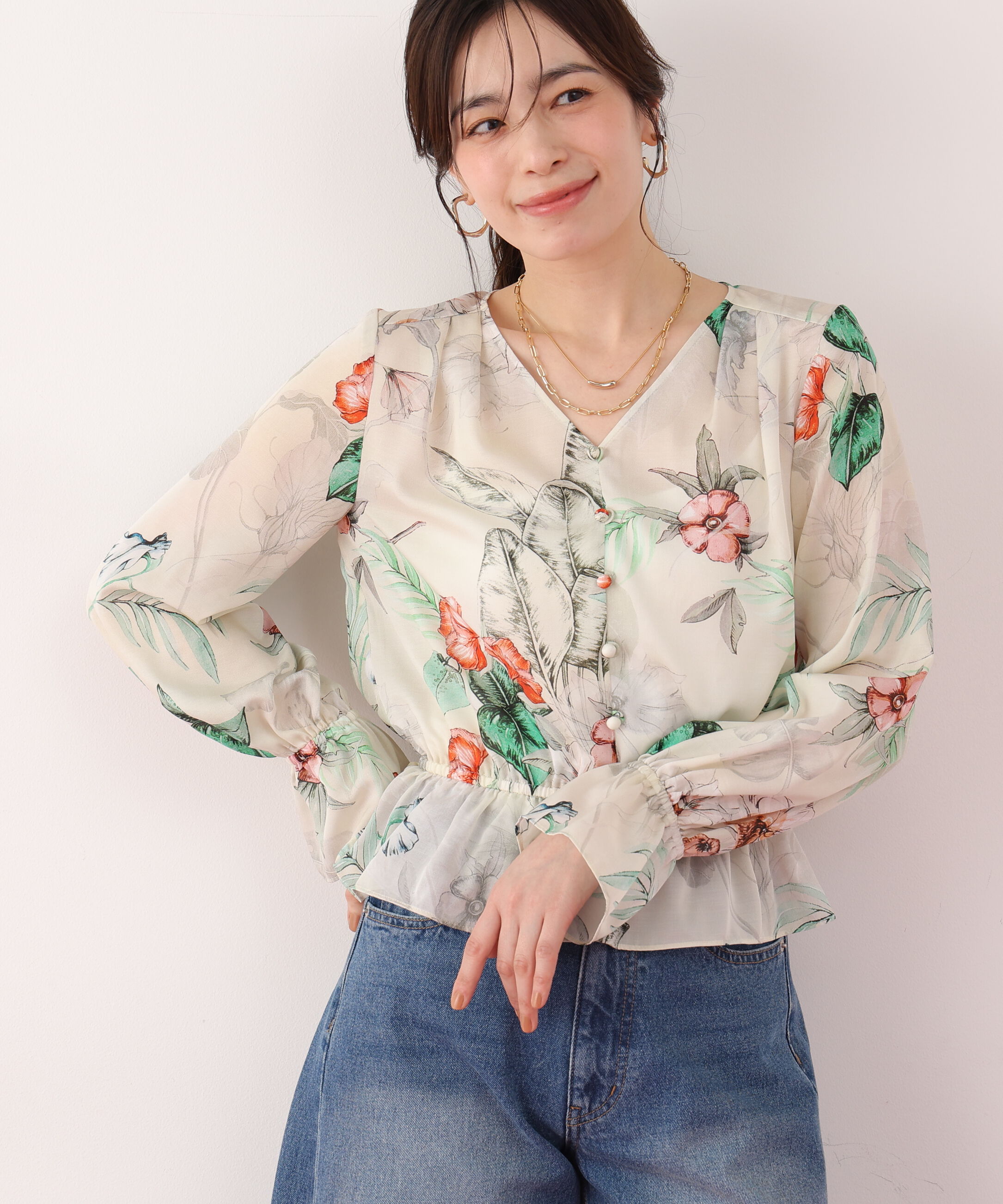  「ボタニカルアートプリントブラウス」|シャツ・ブラウス|
