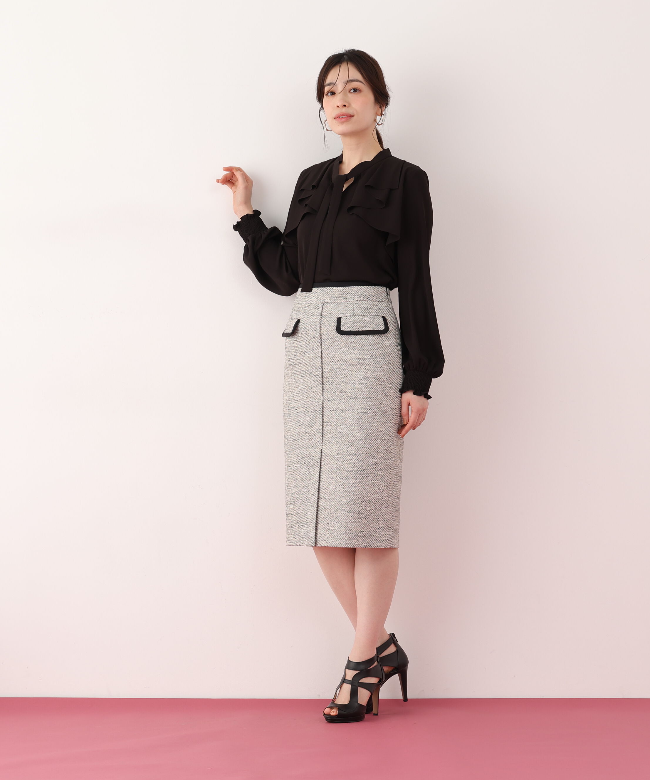  「ミックスツイードパイピングスカート」|スカート|