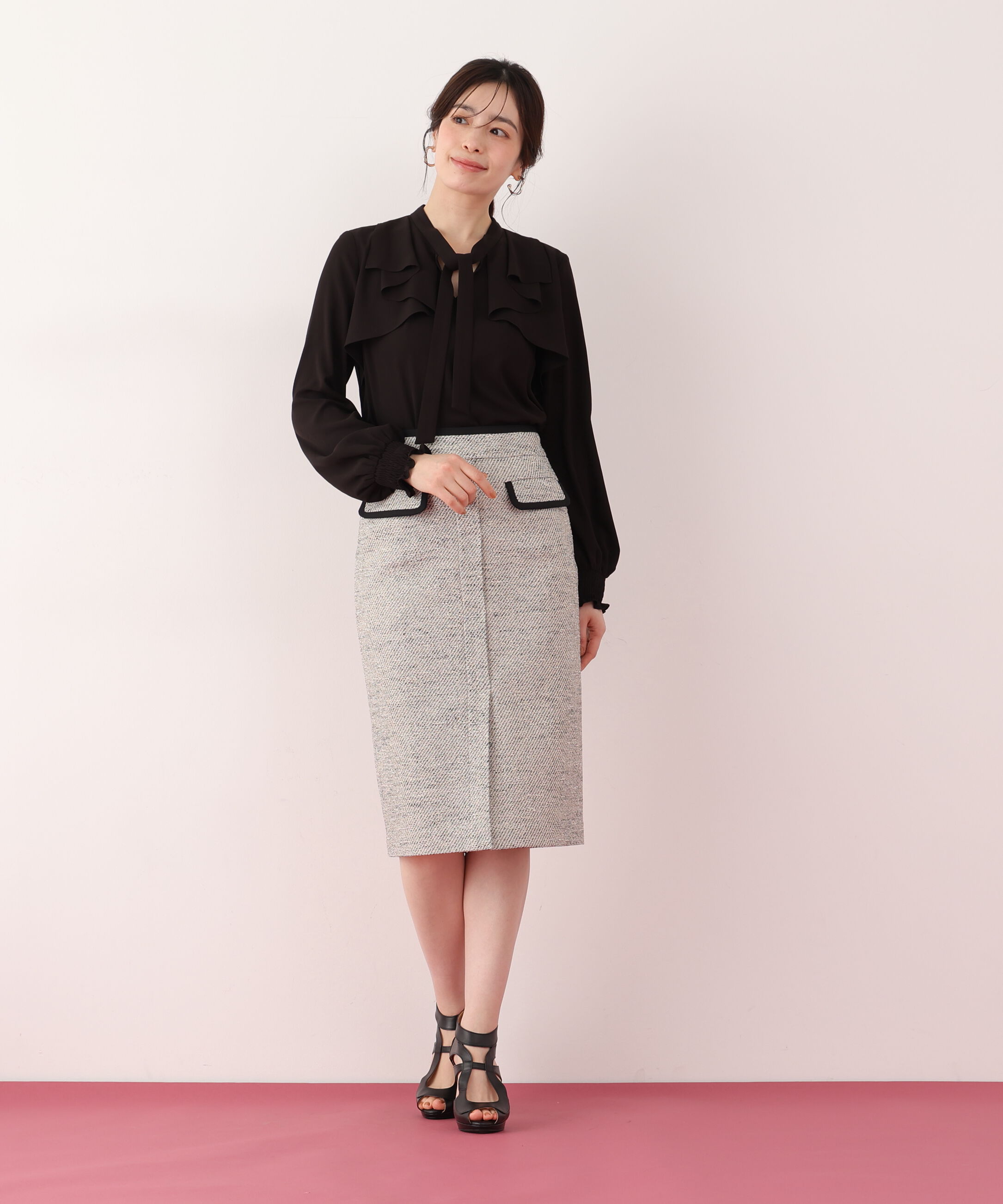  「ミックスツイードパイピングスカート」|スカート|