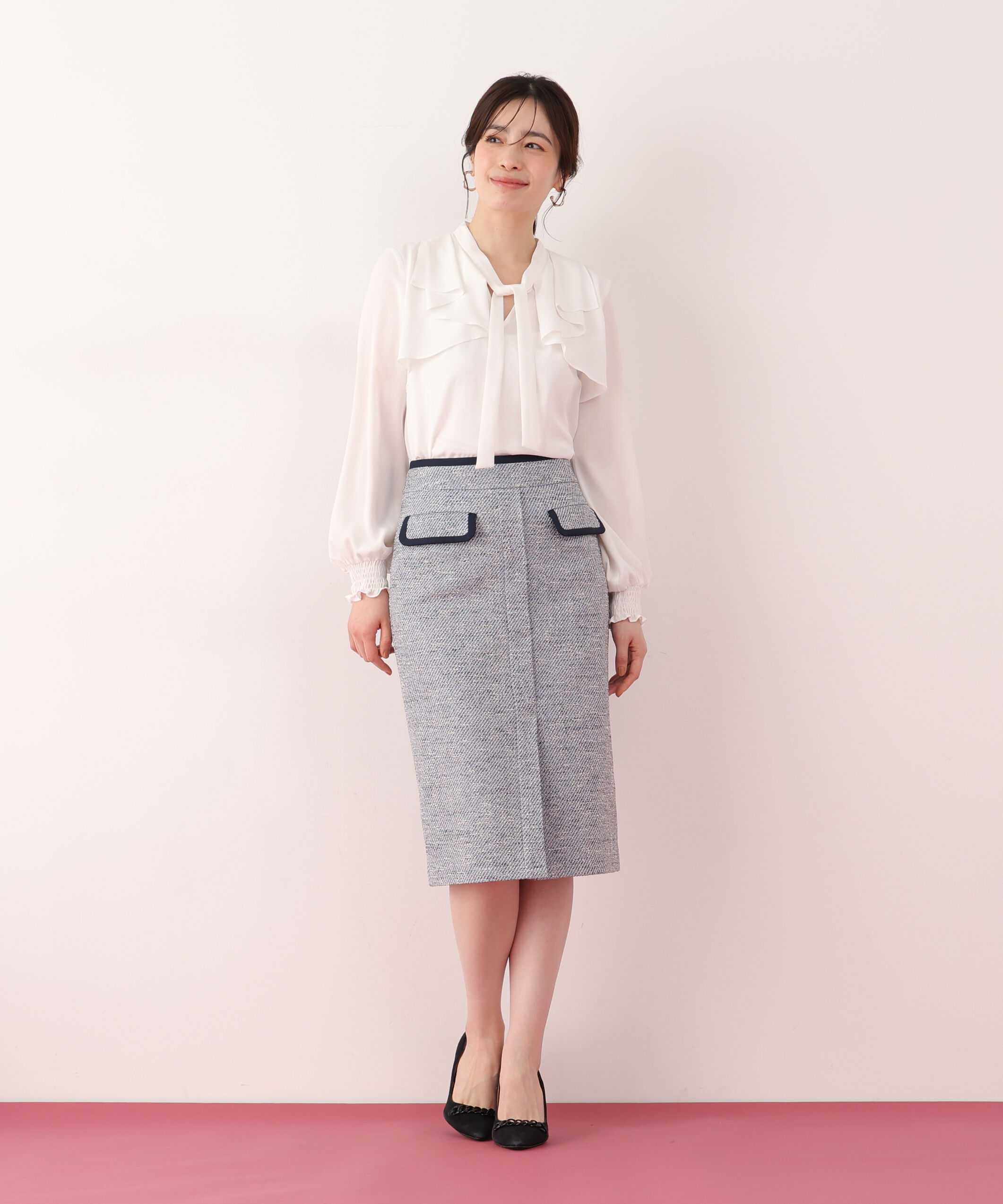  「ミックスツイードパイピングスカート」|スカート|