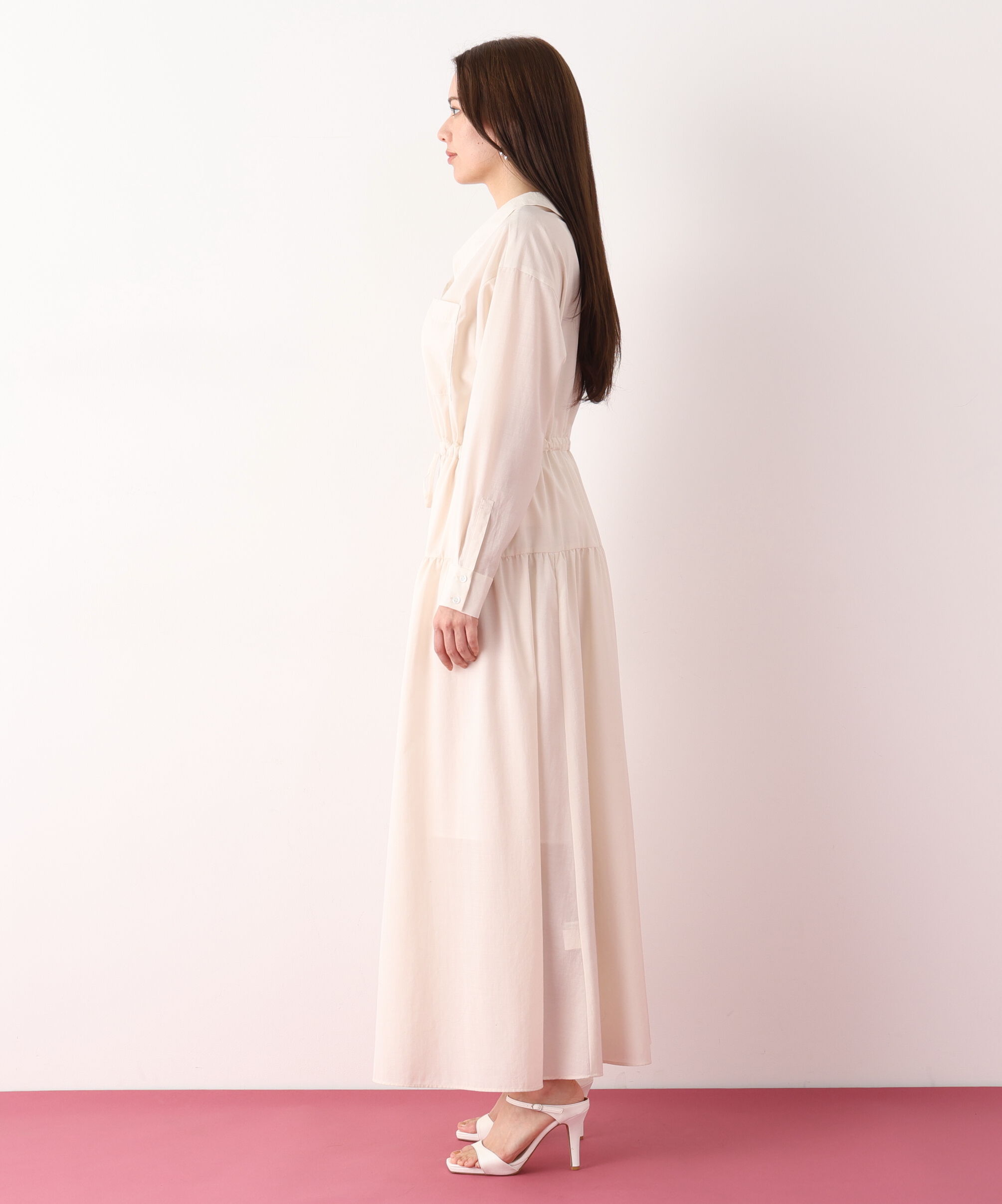  「ブライトローンロングシャツワンピース」|ワンピース|