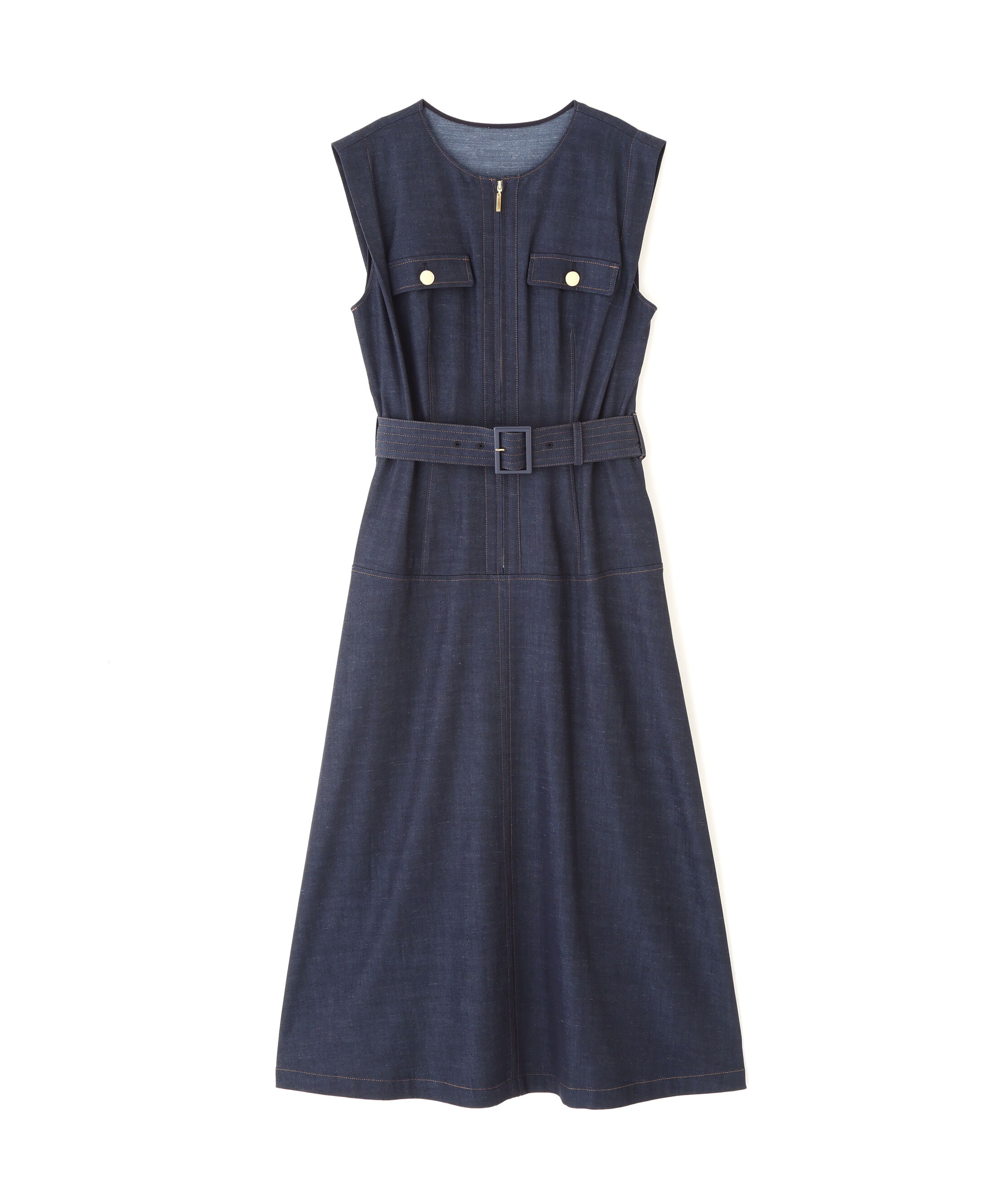  「フロントファスナーデニムワンピース」|ワンピース|