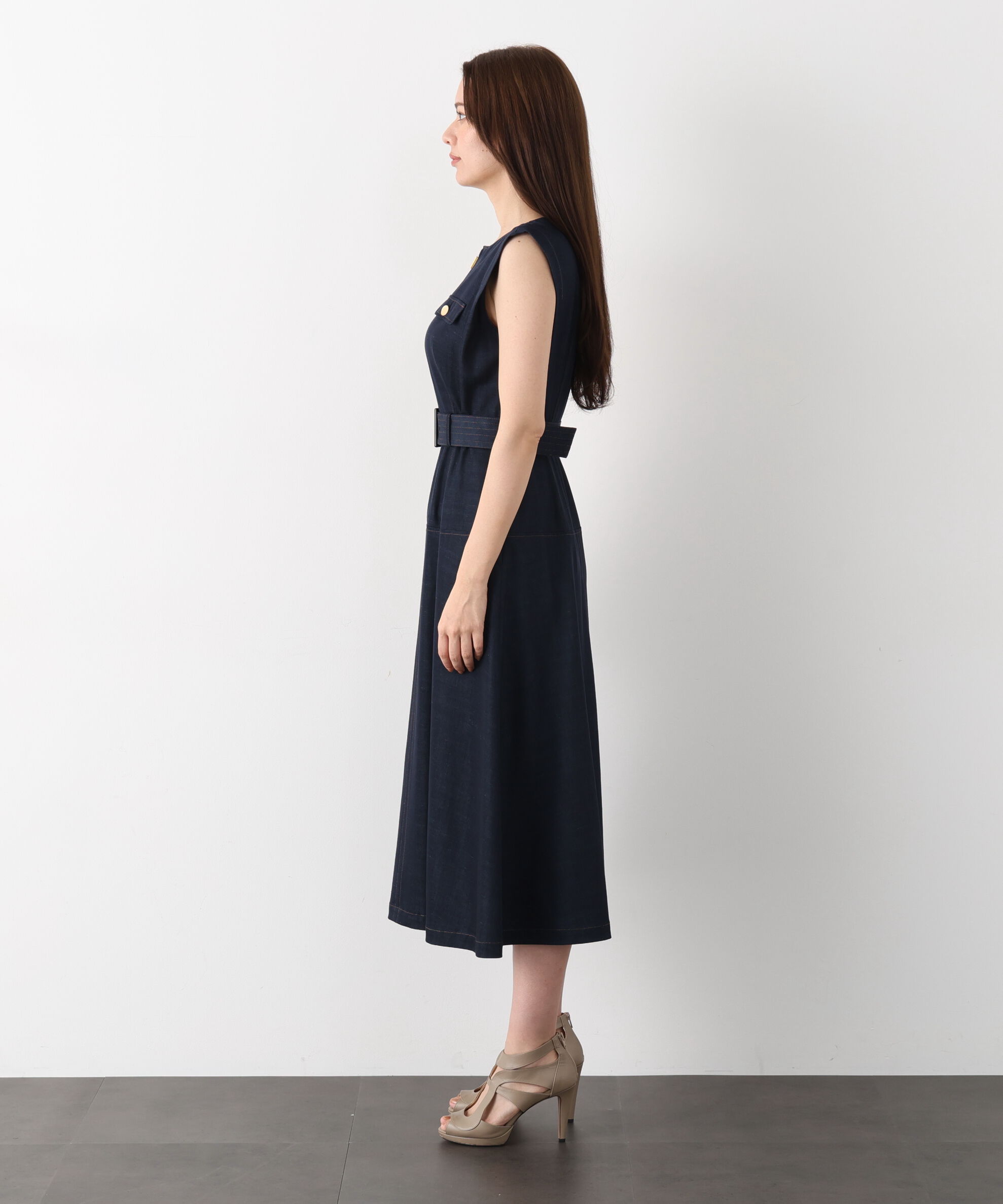  「フロントファスナーデニムワンピース」|ワンピース|