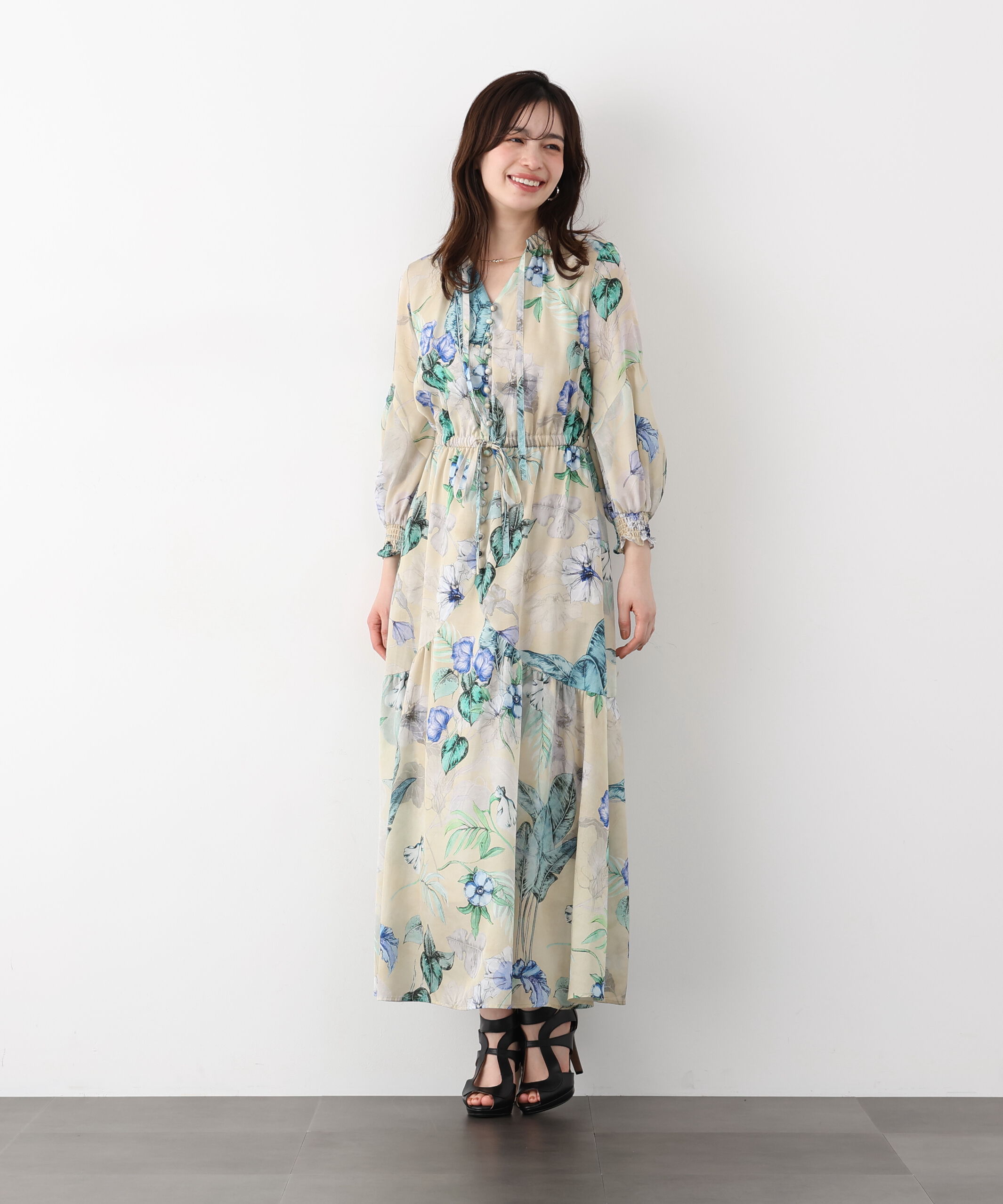  「ボタニカルアートプリントワンピース」|ワンピース|