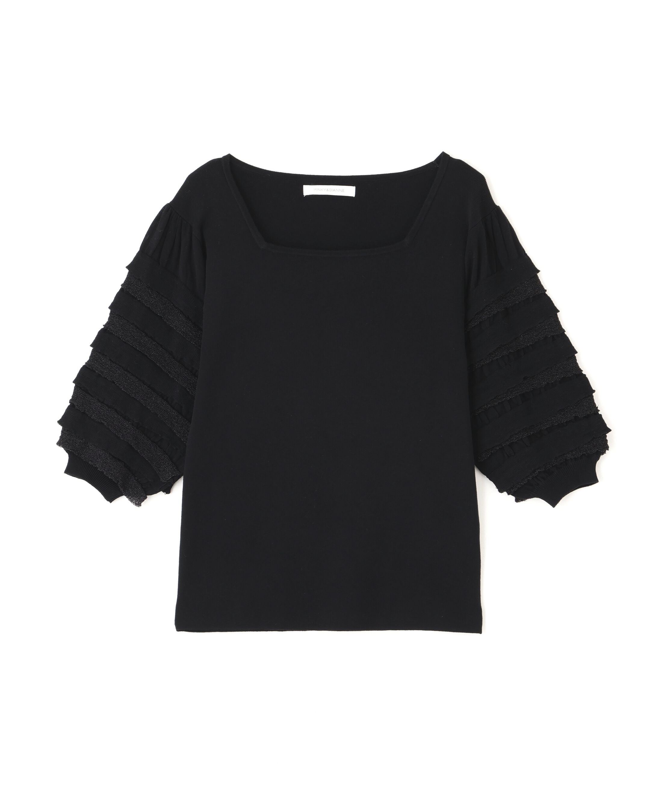  「ティアードスリーブスクエアネックニットプルオーバー」|ニット・セーター|