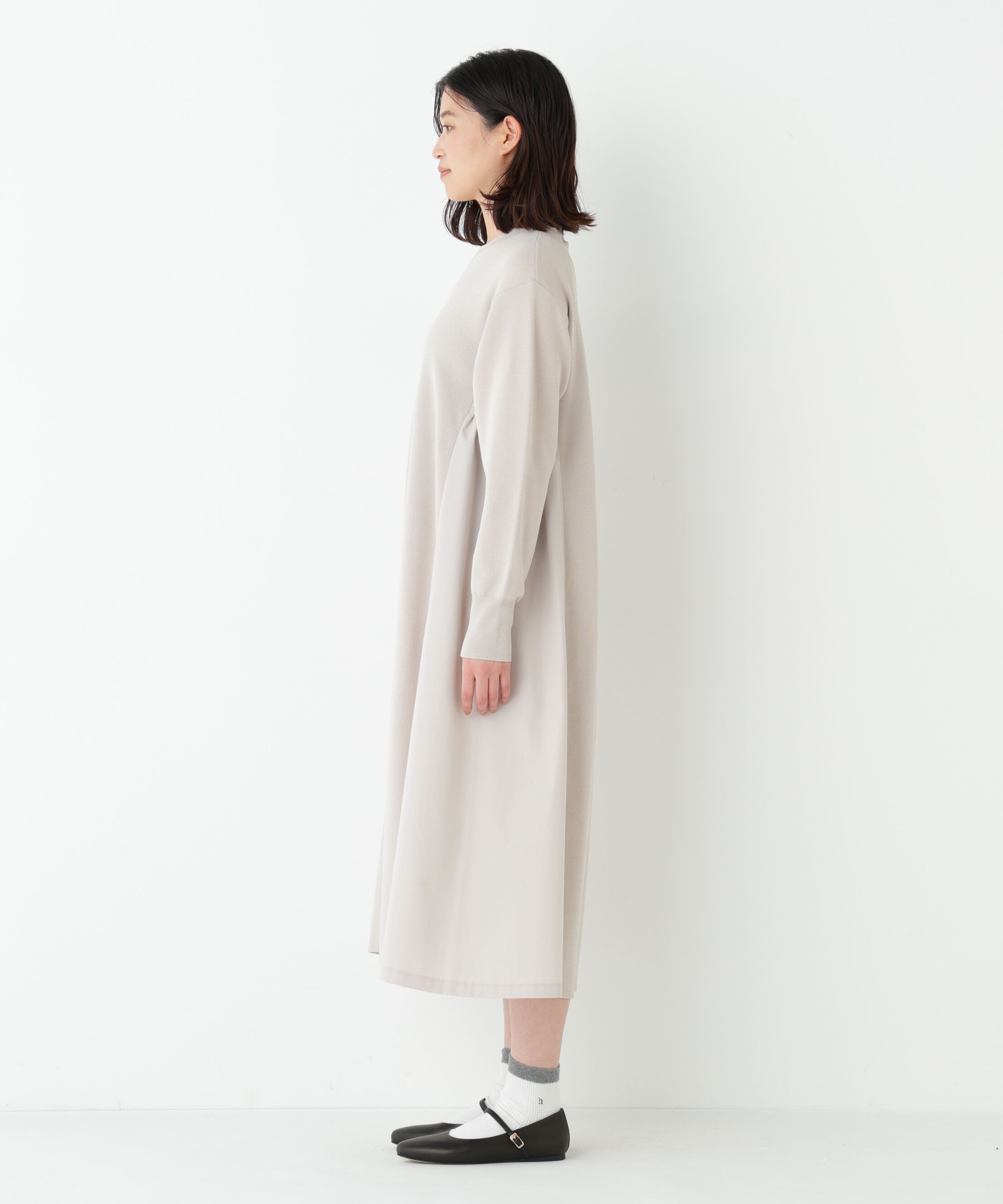  「◆布帛コンビ綿ナイロンニットＯＰ」|ワンピース|