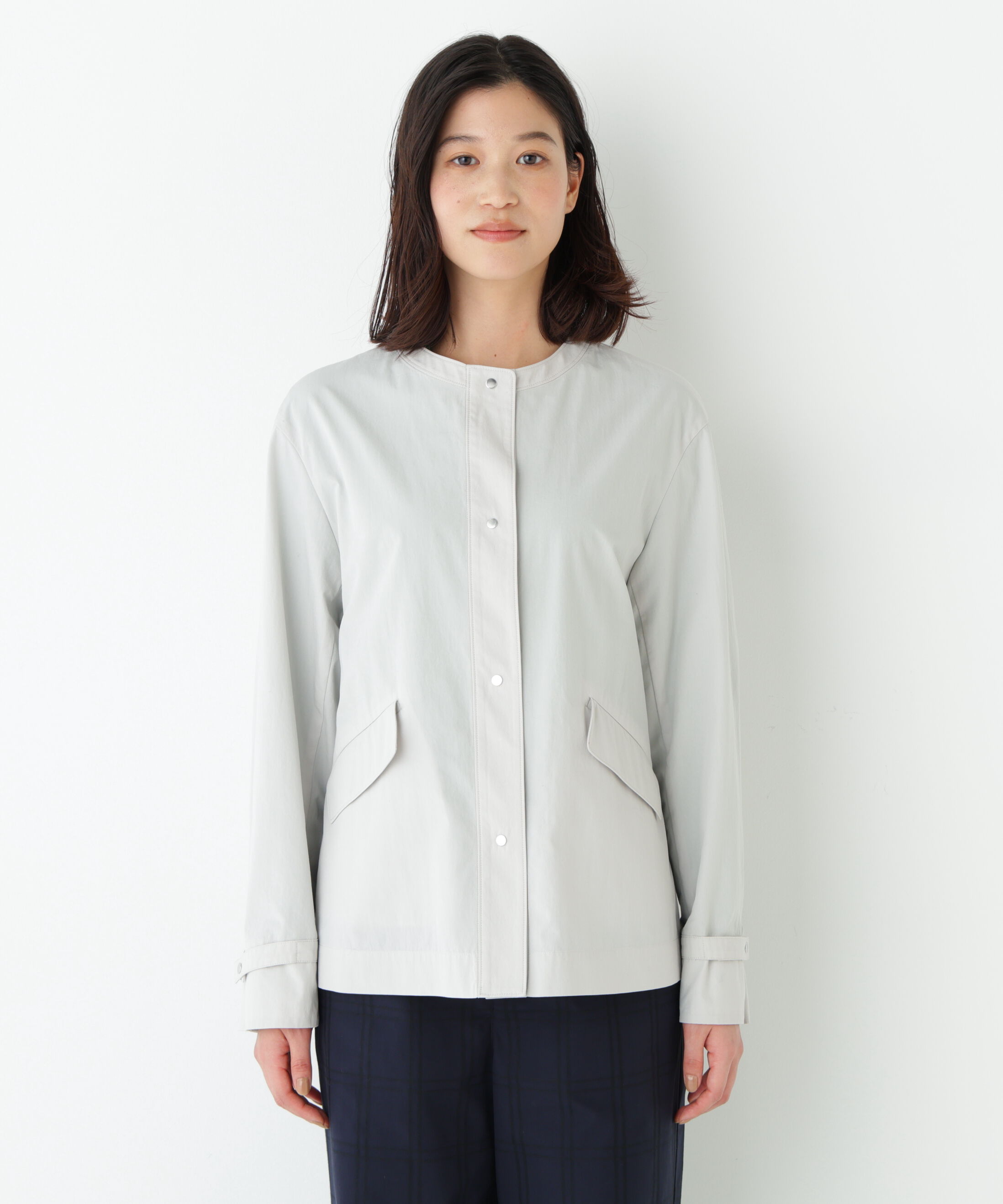  「◆綿ナイロンダンプノーカラージャケット」|ブルゾン・スタジャン|