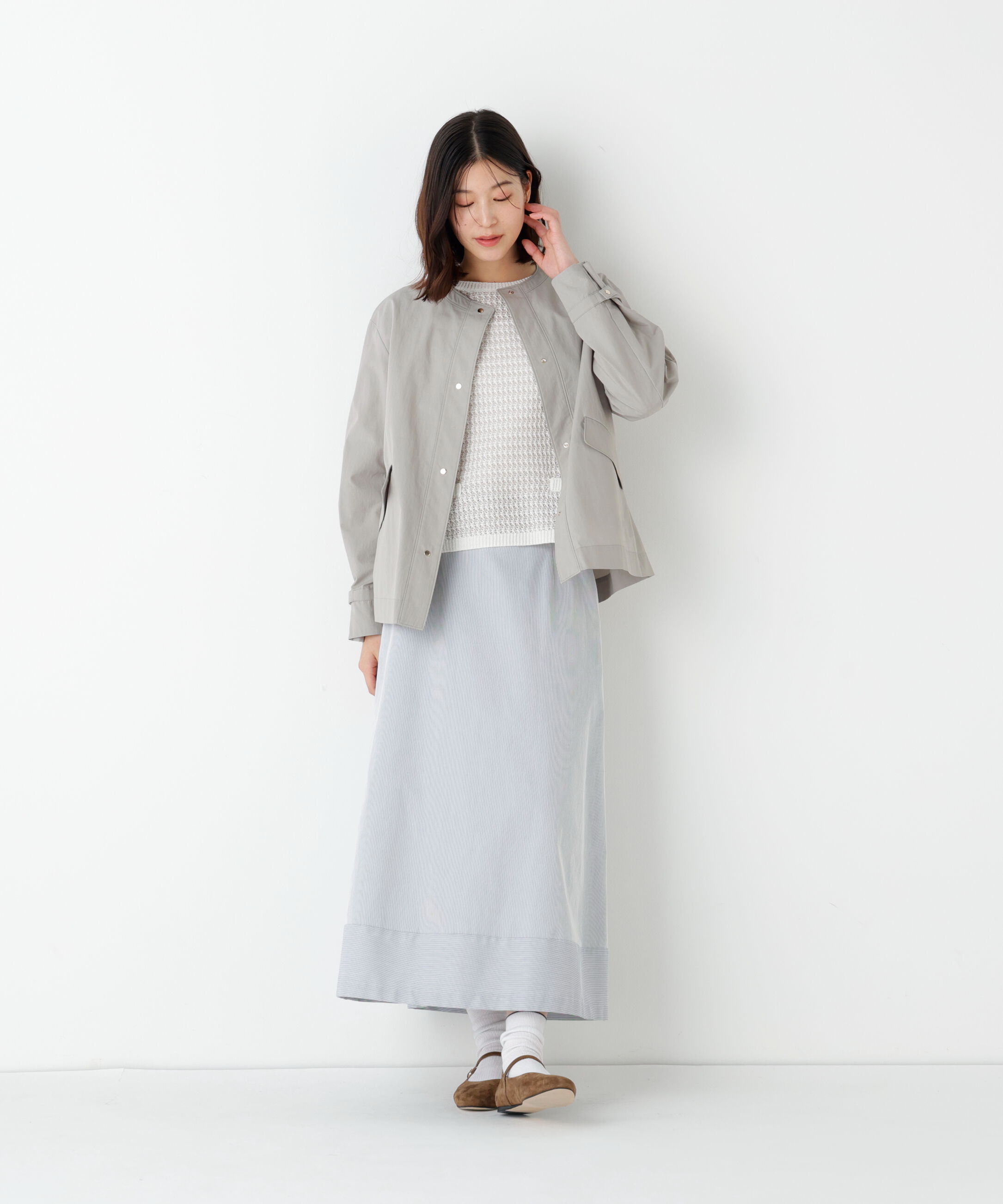  「◆綿ナイロンダンプノーカラージャケット」|ブルゾン・スタジャン|