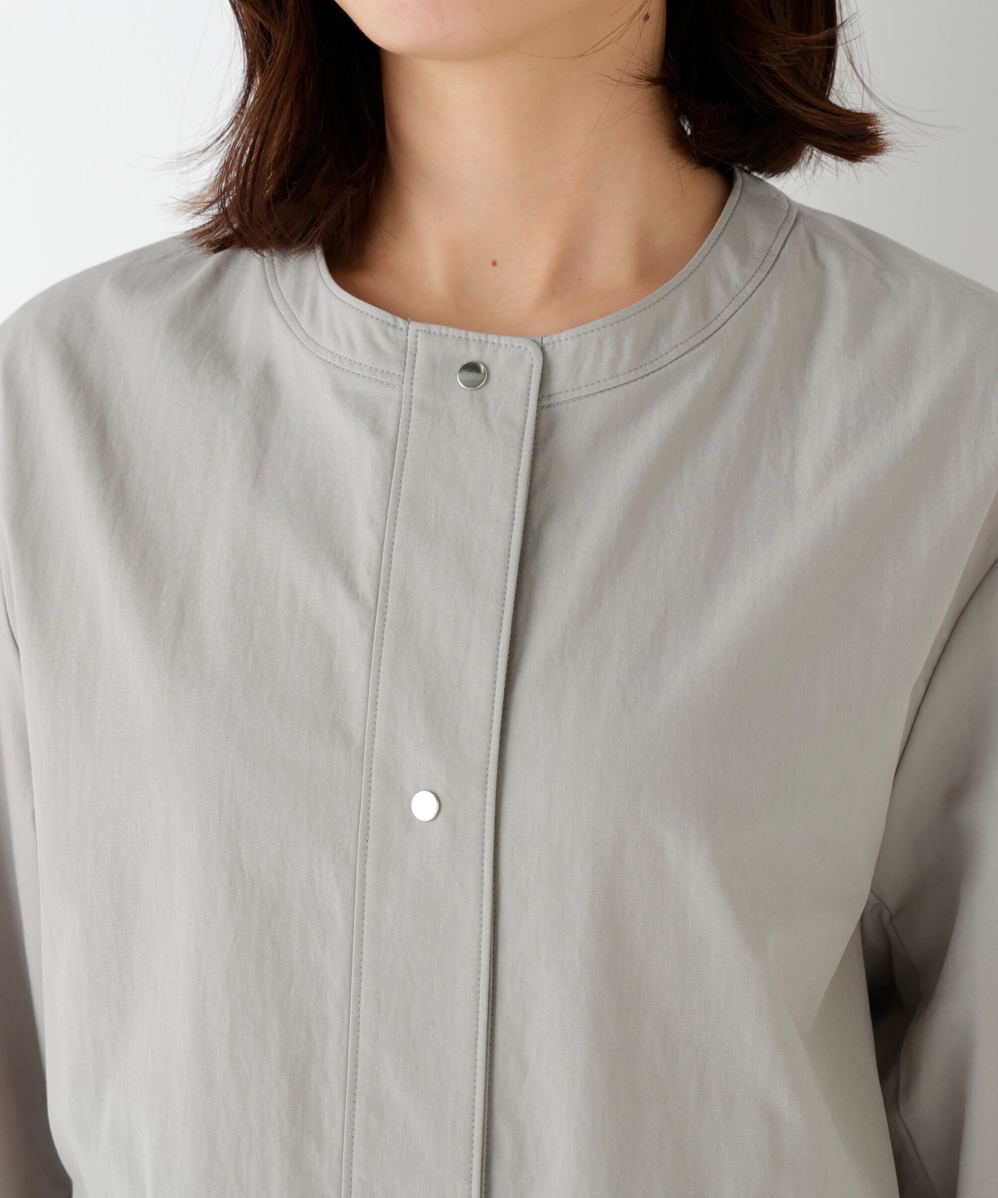  「◆綿ナイロンダンプノーカラージャケット」|ブルゾン・スタジャン|