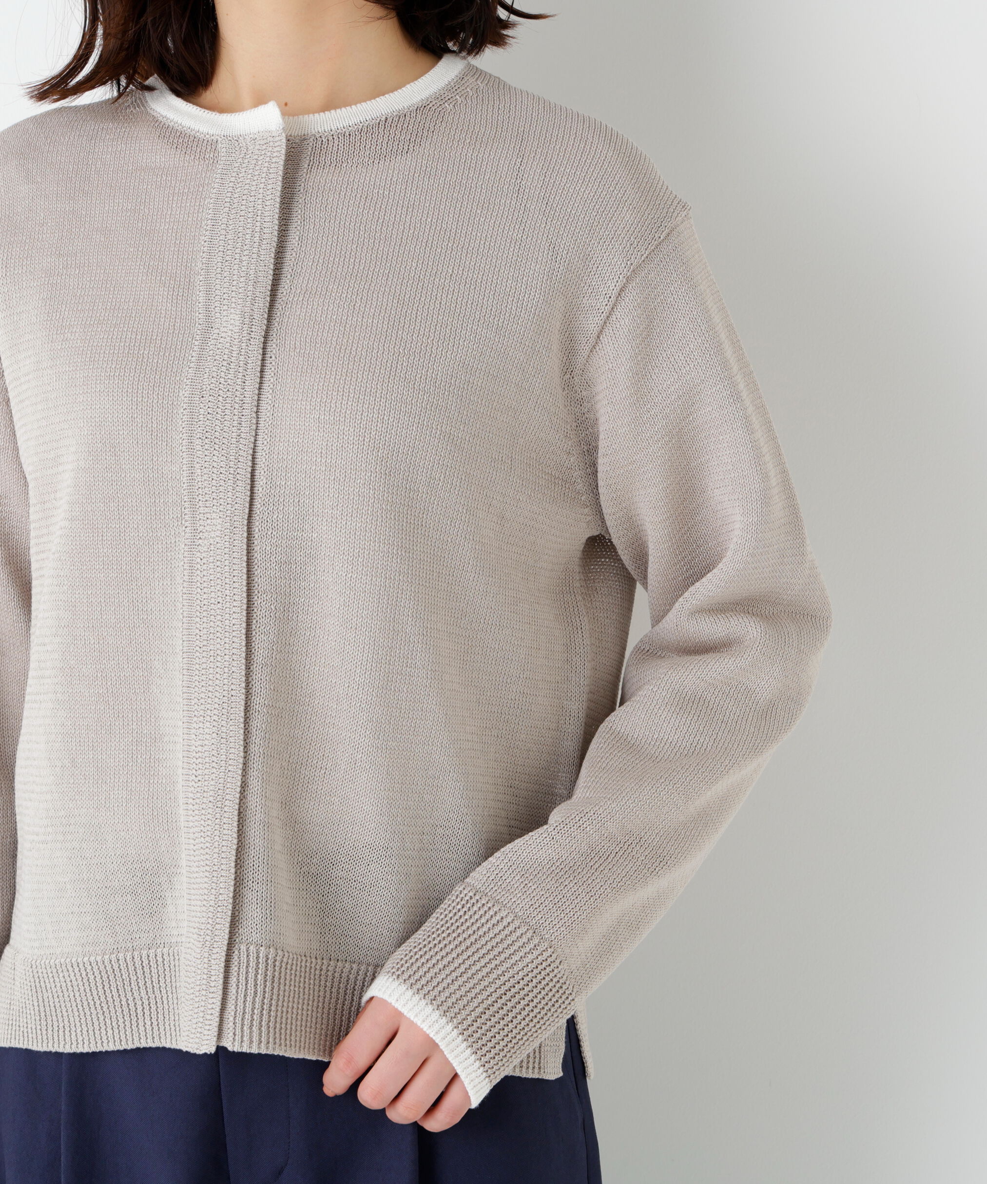  「◆ミドルゲージギマクルーネックカーディガン」|ニット・セーター|