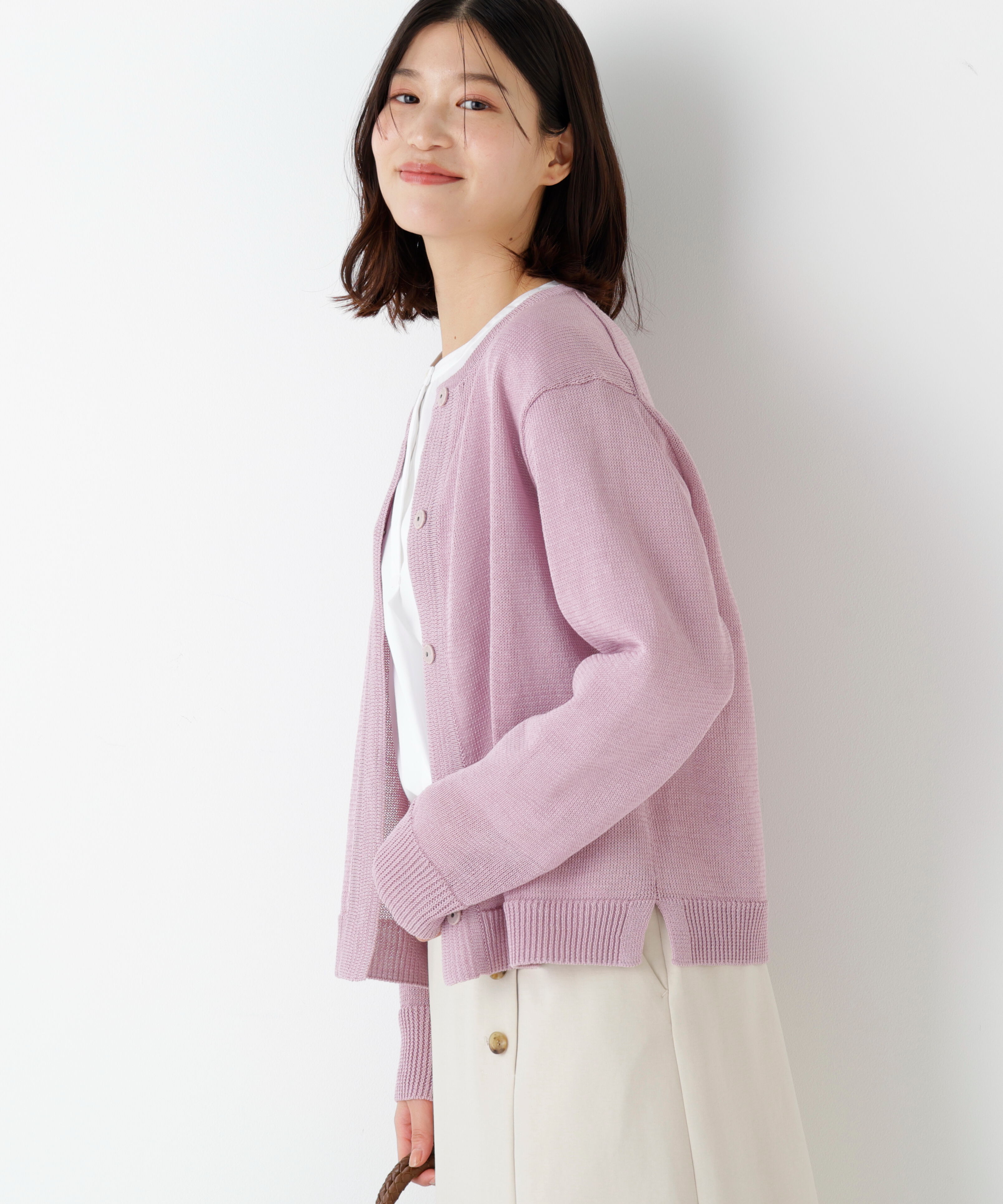  「◆ミドルゲージギマクルーネックカーディガン」|ニット・セーター|