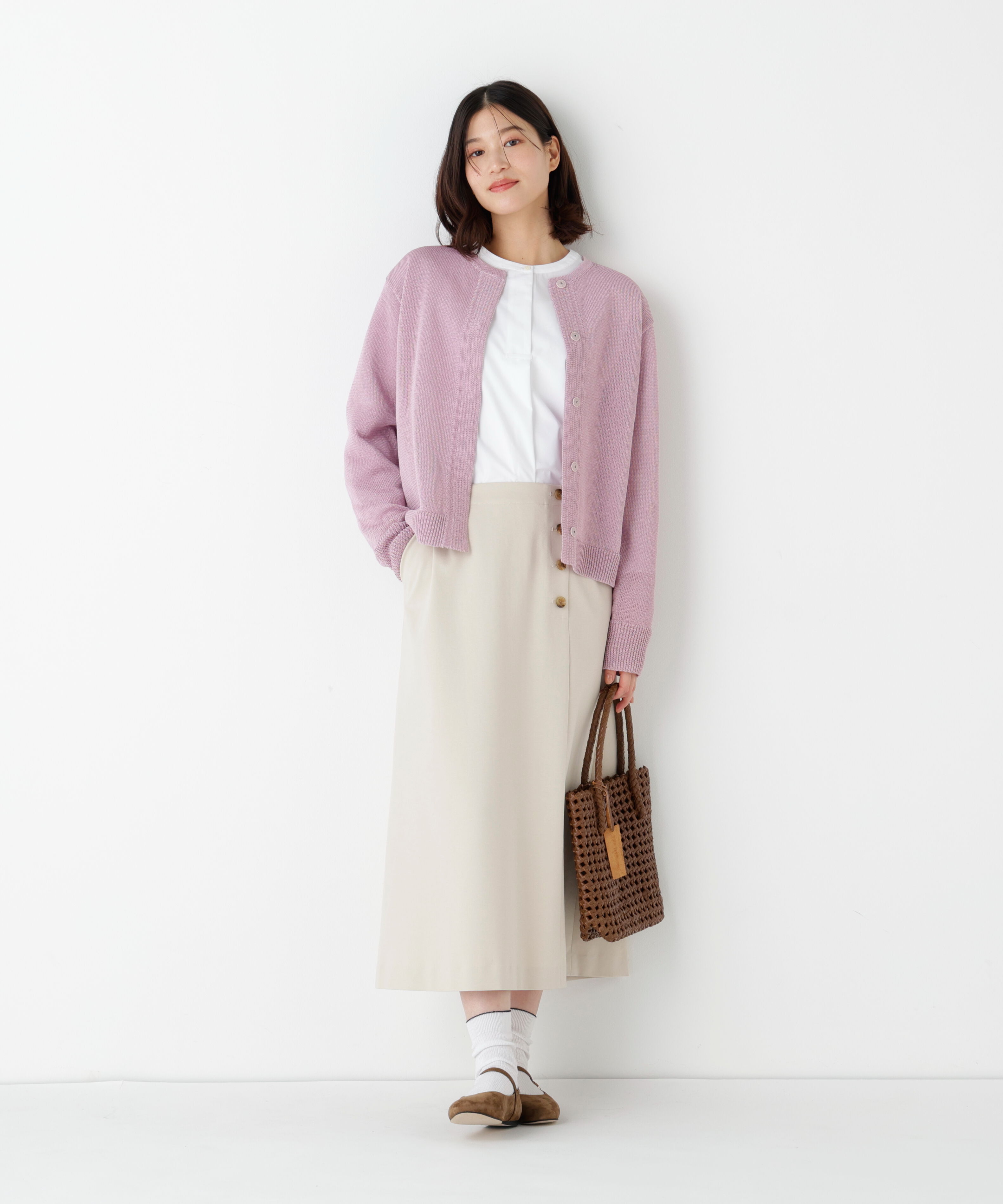  「◆ミドルゲージギマクルーネックカーディガン」|ニット・セーター|