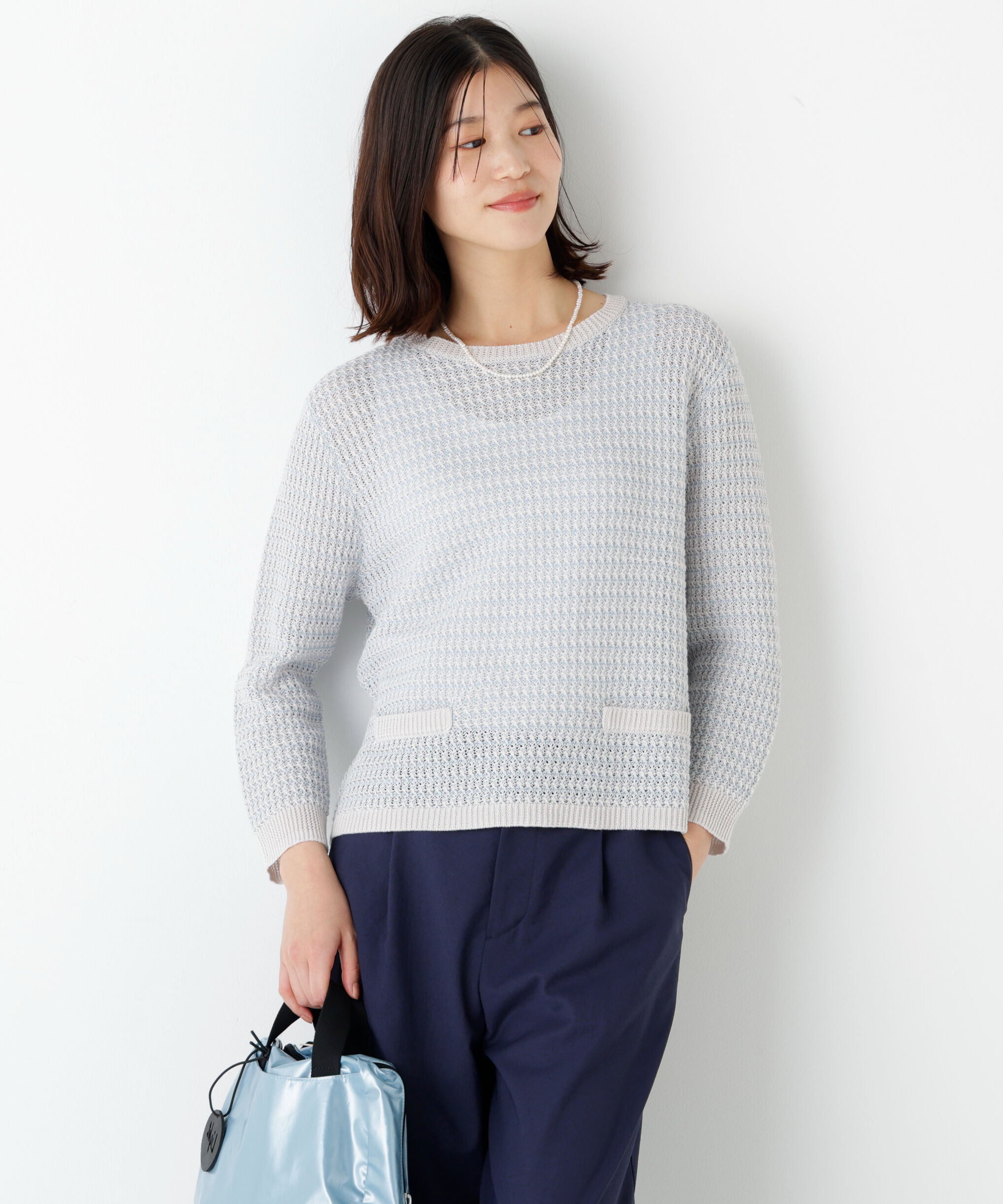  「◆ミドルゲージギマ地柄クルーネックＰ／Ｏ」|ニット・セーター|