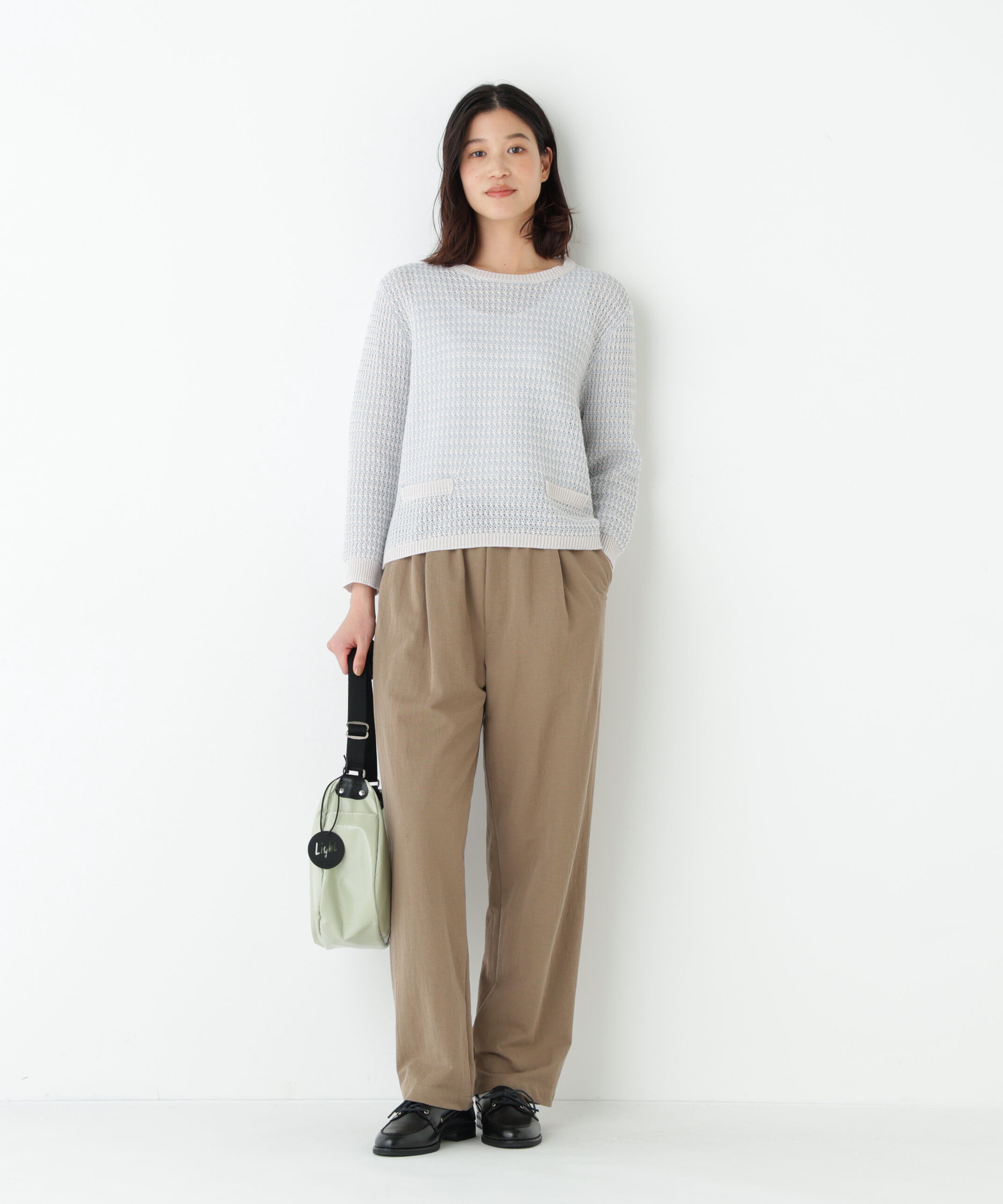  「◆ミドルゲージギマ地柄クルーネックＰ／Ｏ」|ニット・セーター|