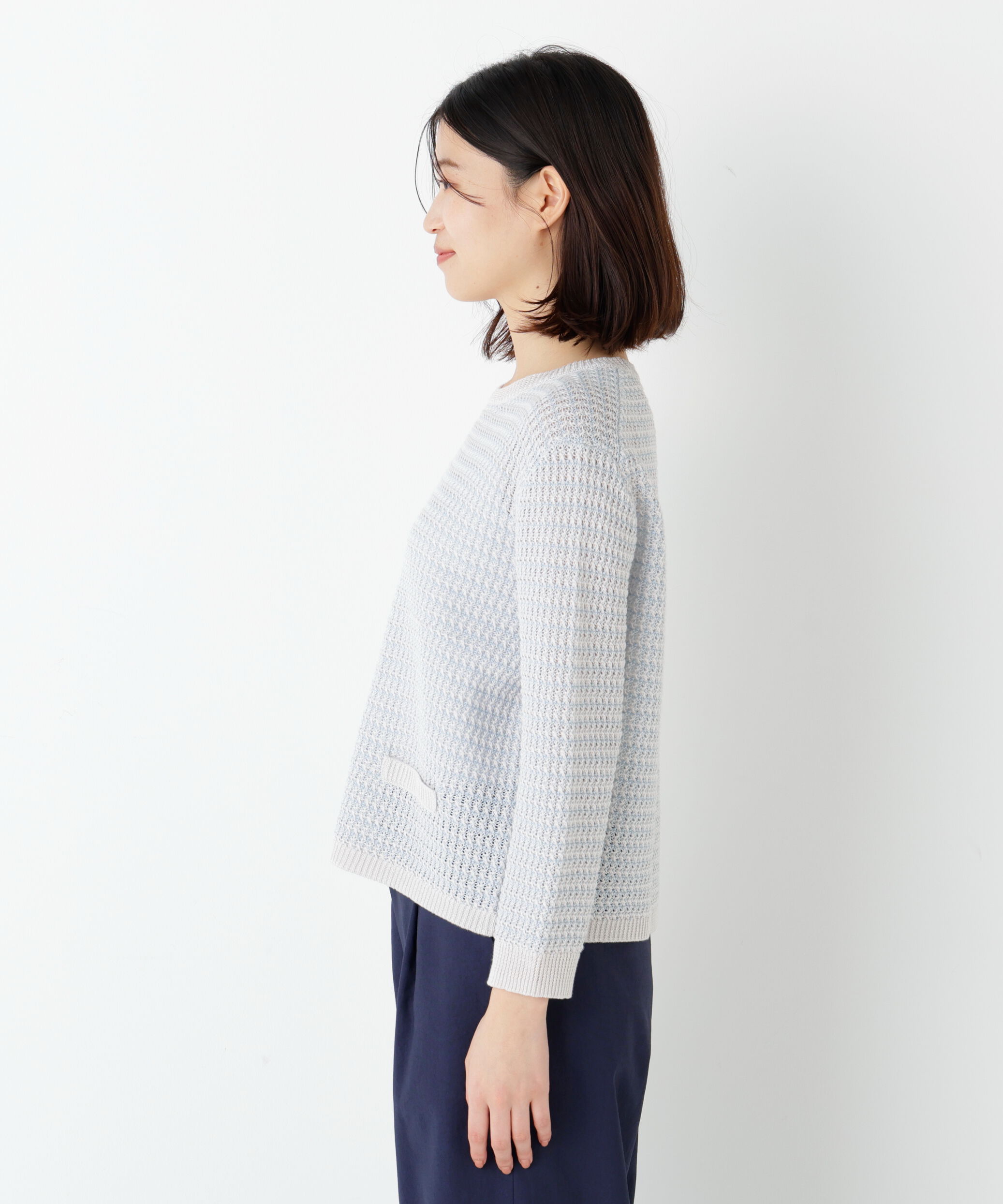  「◆ミドルゲージギマ地柄クルーネックＰ／Ｏ」|ニット・セーター|