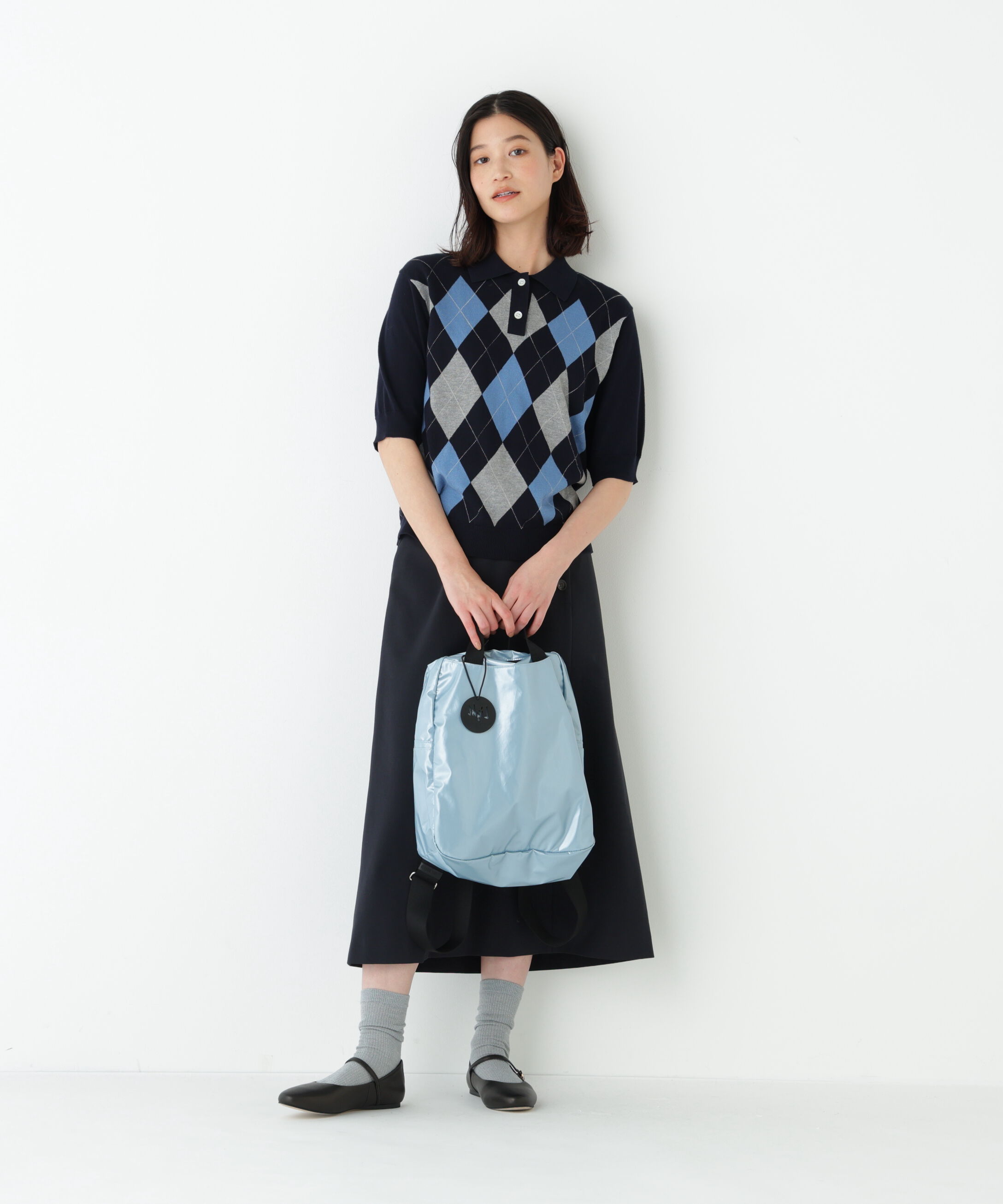  「◆アーガイル柄ポロニット」|ニット・セーター|