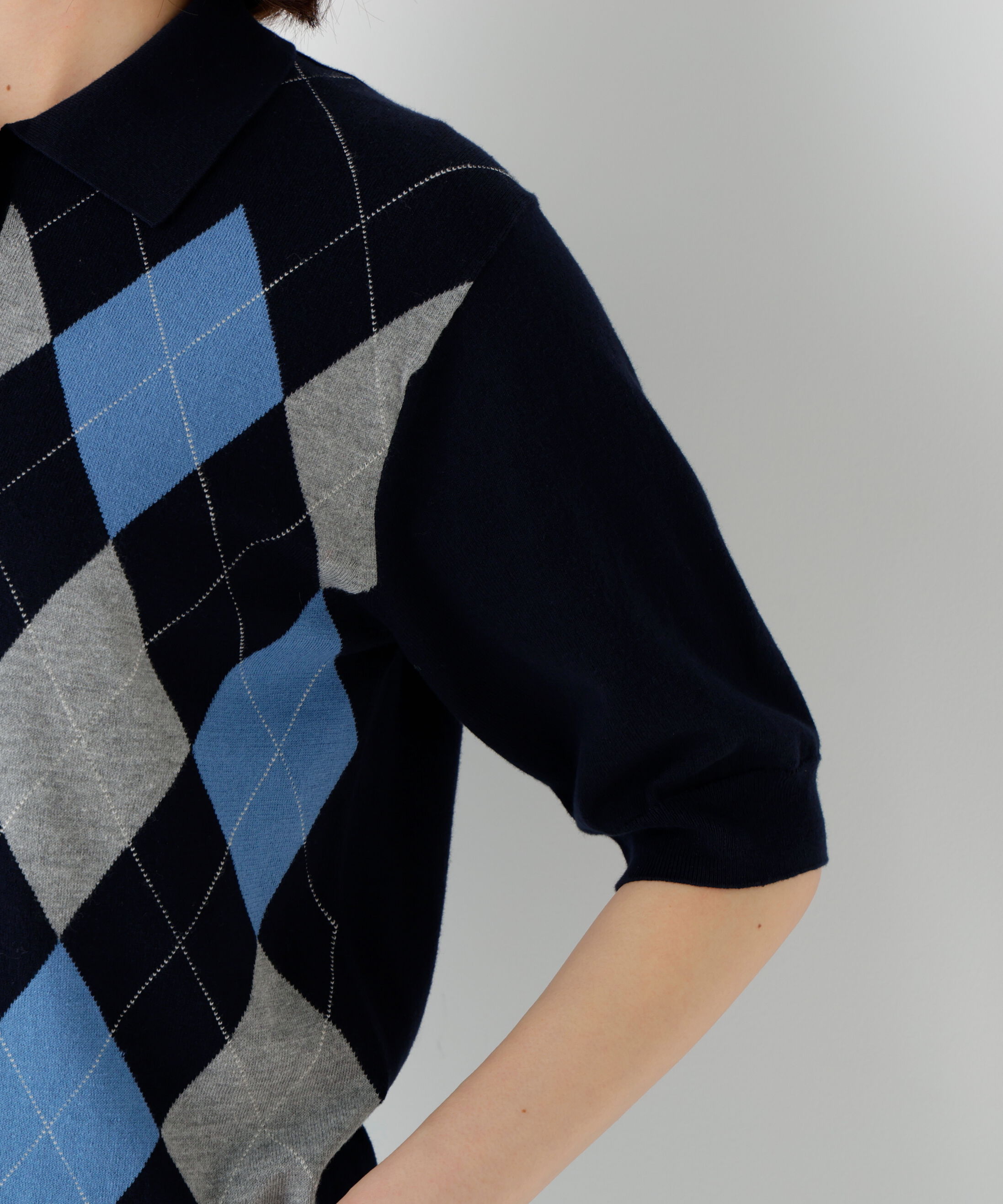  「◆アーガイル柄ポロニット」|ニット・セーター|