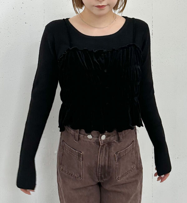 archives「ベロアシャーリングビスチェ&times;リブニットプルオーバーＳＥＴ」|カーディガン|