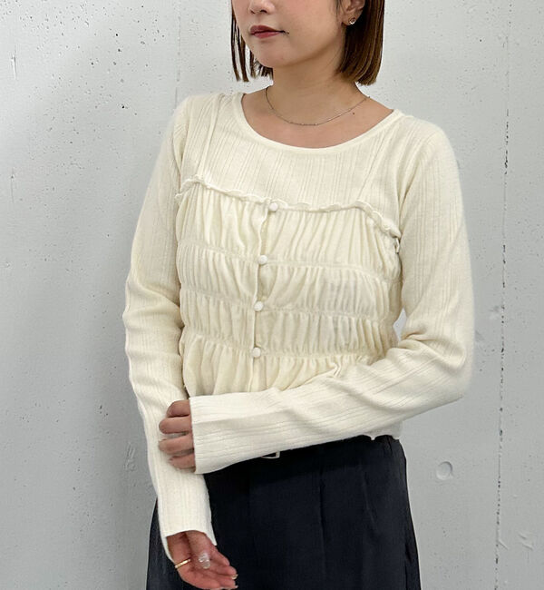 archives「ベロアシャーリングビスチェ&times;リブニットプルオーバーＳＥＴ」|カーディガン|IVORY