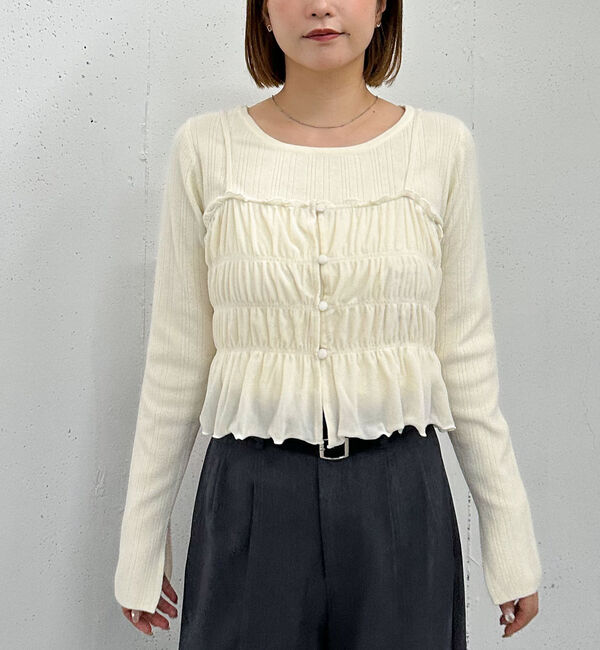 archives「ベロアシャーリングビスチェ&times;リブニットプルオーバーＳＥＴ」|カーディガン|