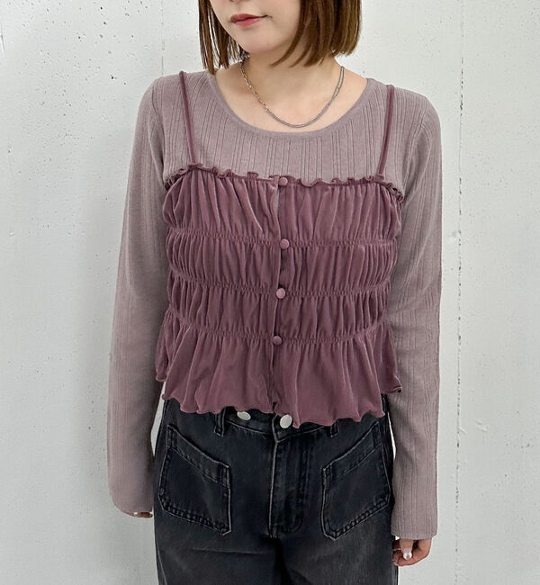 archives「ベロアシャーリングビスチェ&times;リブニットプルオーバーＳＥＴ」|カーディガン|