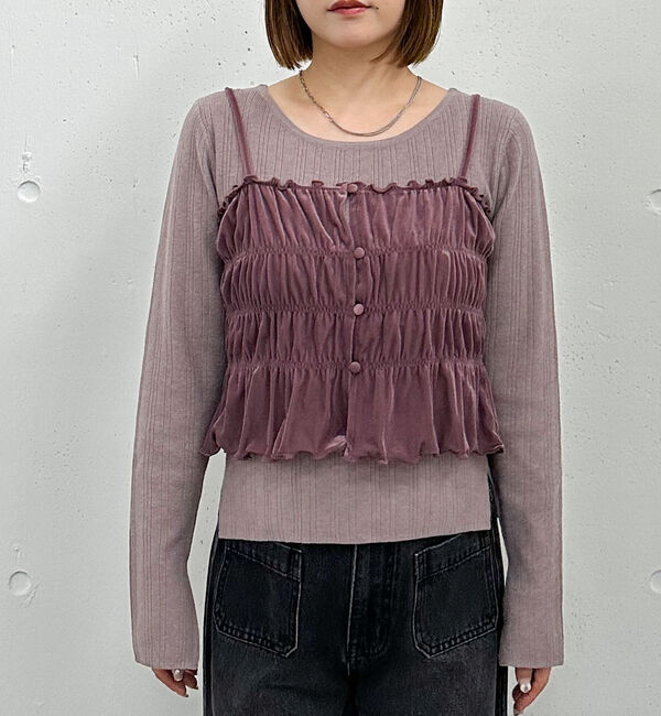 archives「ベロアシャーリングビスチェ&times;リブニットプルオーバーＳＥＴ」|カーディガン|