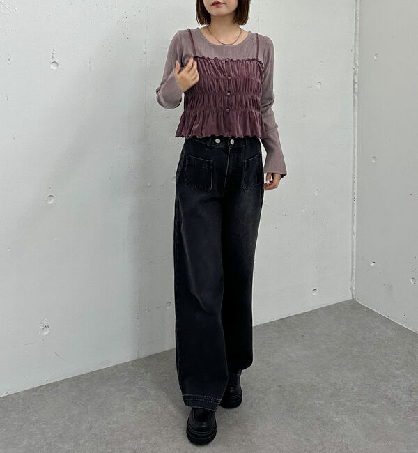 archives「ベロアシャーリングビスチェ&times;リブニットプルオーバーＳＥＴ」|カーディガン|