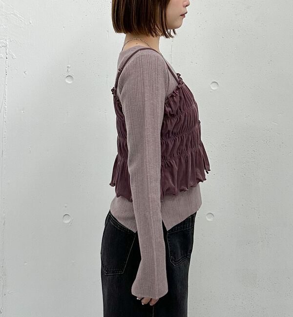 archives「ベロアシャーリングビスチェ&times;リブニットプルオーバーＳＥＴ」|カーディガン|