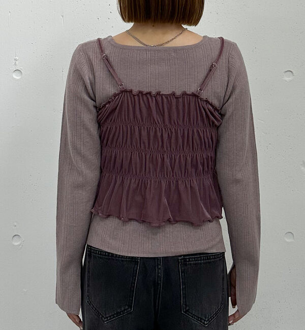 archives「ベロアシャーリングビスチェ&times;リブニットプルオーバーＳＥＴ」|カーディガン|