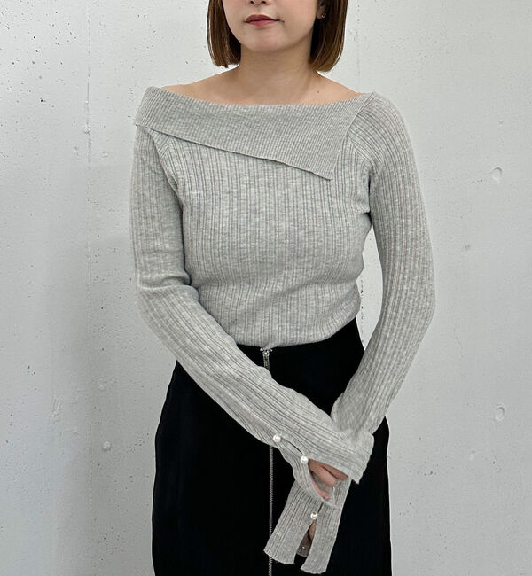 archives「アシメオフショルランダムリブニットプルオーバー」|ニット・セーター|