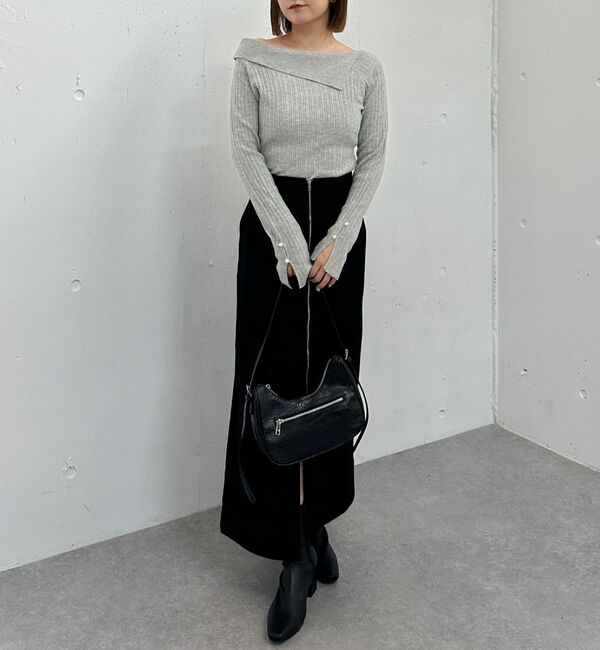 archives「アシメオフショルランダムリブニットプルオーバー」|ニット・セーター|