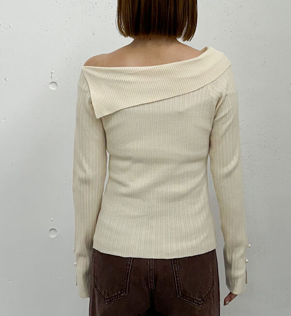 archives「アシメオフショルランダムリブニットプルオーバー」|ニット・セーター|