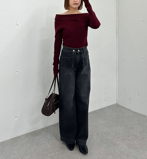 archives「アシメオフショルランダムリブニットプルオーバー」|ニット・セーター|