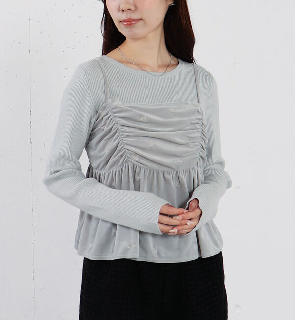 archives「花柄刺繍ベロアビスチェ&times;リブニットプルオーバーＳＥＴ」|カーディガン|