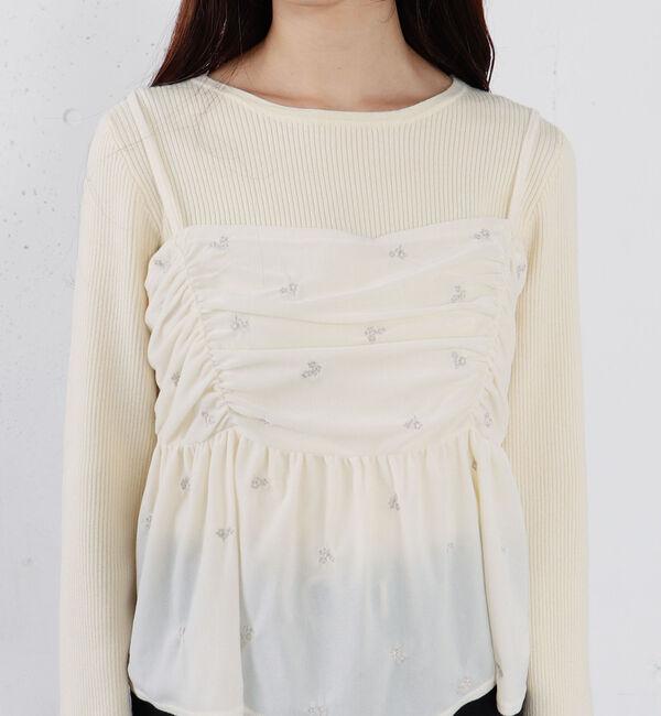 archives「花柄刺繍ベロアビスチェ&times;リブニットプルオーバーＳＥＴ」|カーディガン|