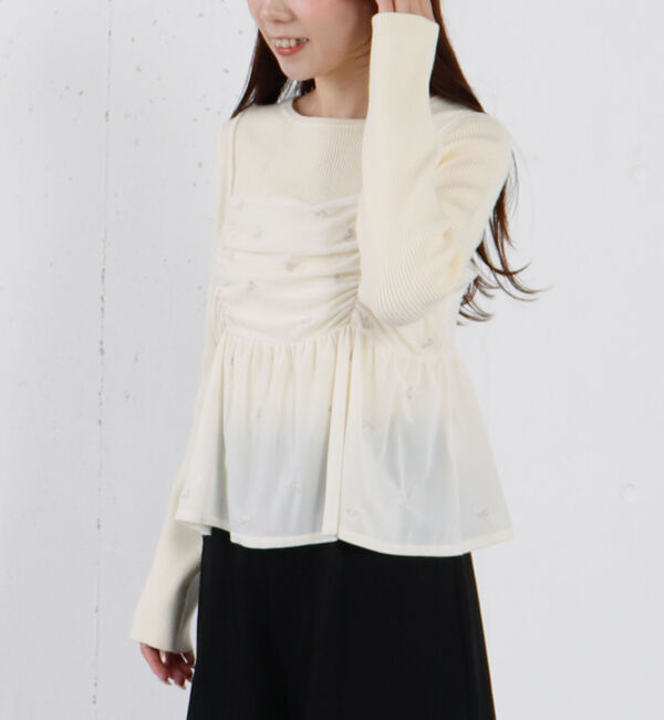 archives「花柄刺繍ベロアビスチェ&times;リブニットプルオーバーＳＥＴ」|カーディガン|