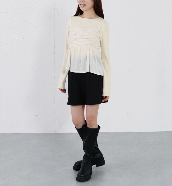 archives「花柄刺繍ベロアビスチェ&times;リブニットプルオーバーＳＥＴ」|カーディガン|