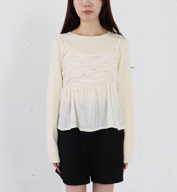 archives「花柄刺繍ベロアビスチェ&times;リブニットプルオーバーＳＥＴ」|カーディガン|