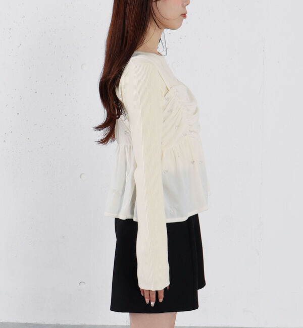 archives「花柄刺繍ベロアビスチェ&times;リブニットプルオーバーＳＥＴ」|カーディガン|